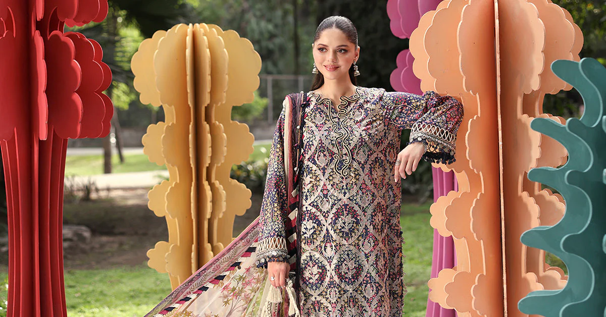 3 Piece Unstitched Embroidered Lawn Suit - Image 8