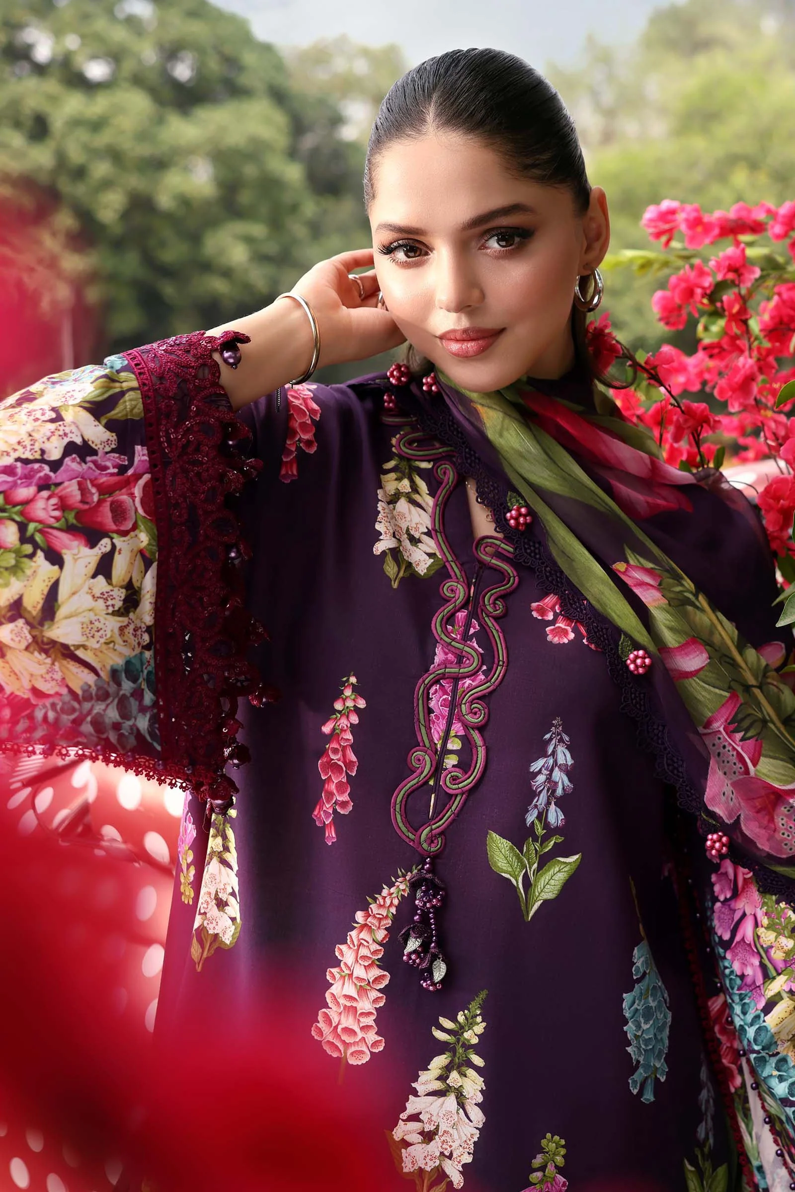 3 Piece Unstitched Embroidered Lawn Suit - Image 2