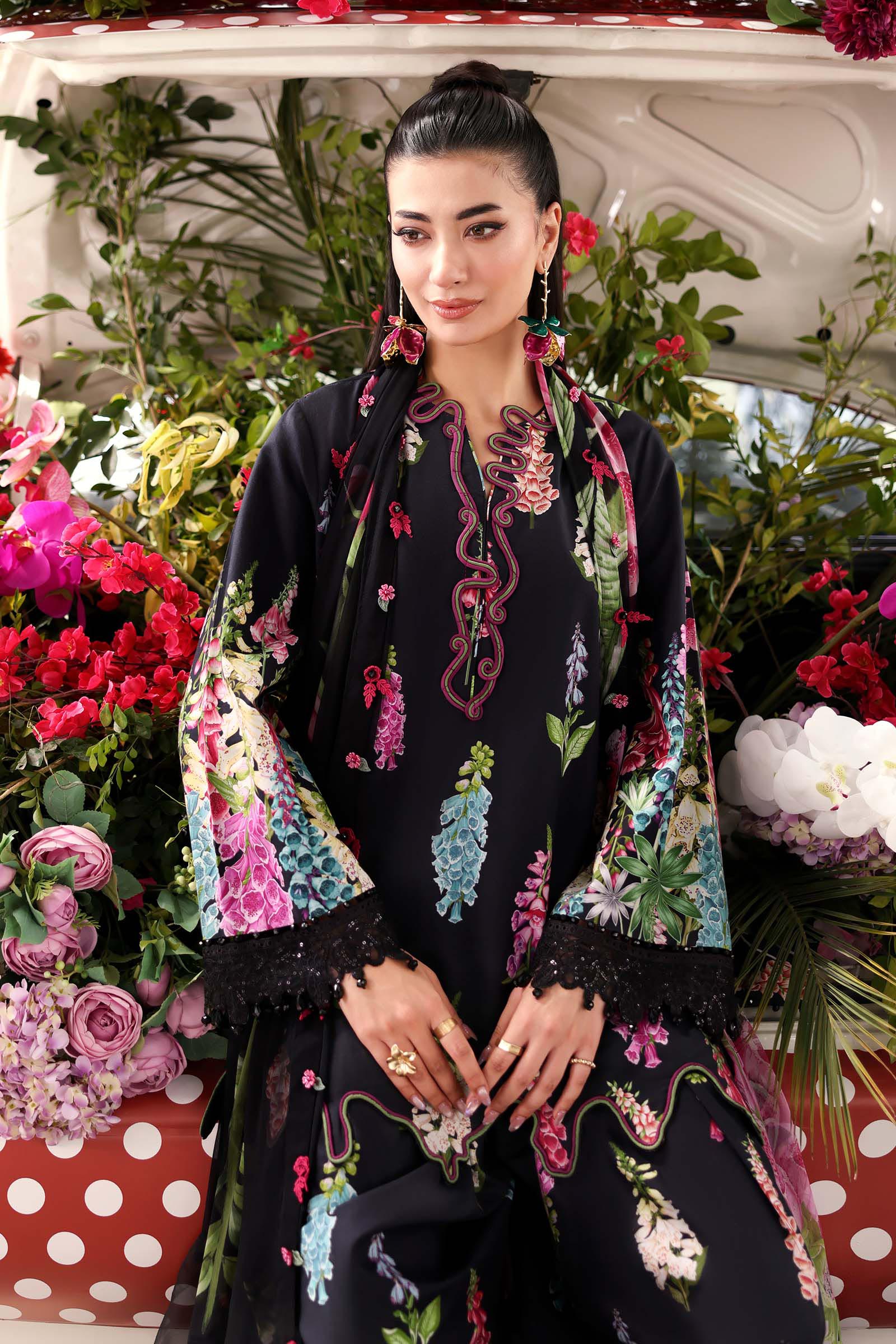 3 Piece Unstitched Embroidered Lawn Suit - Image 3