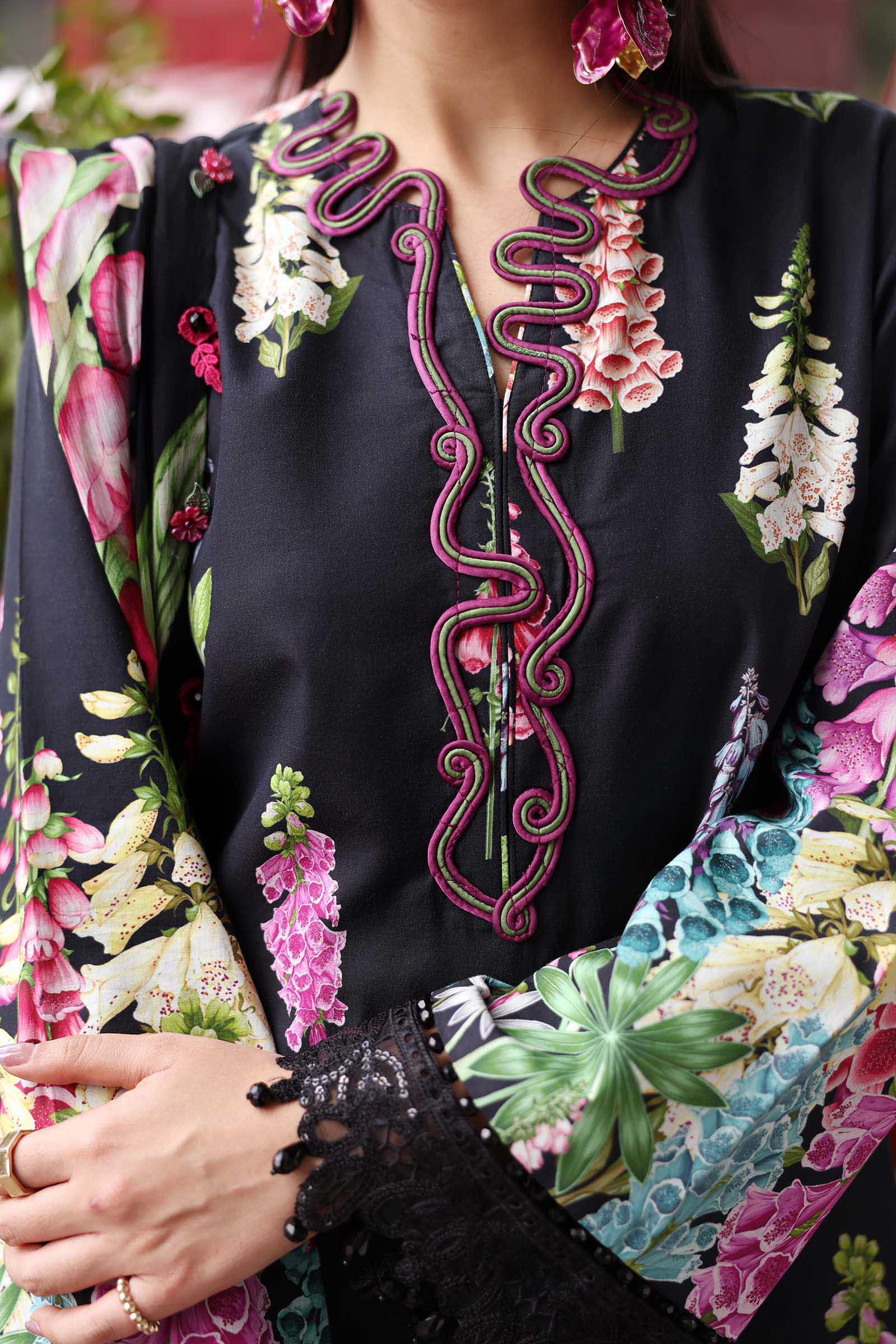 3 Piece Unstitched Embroidered Lawn Suit - Image 5