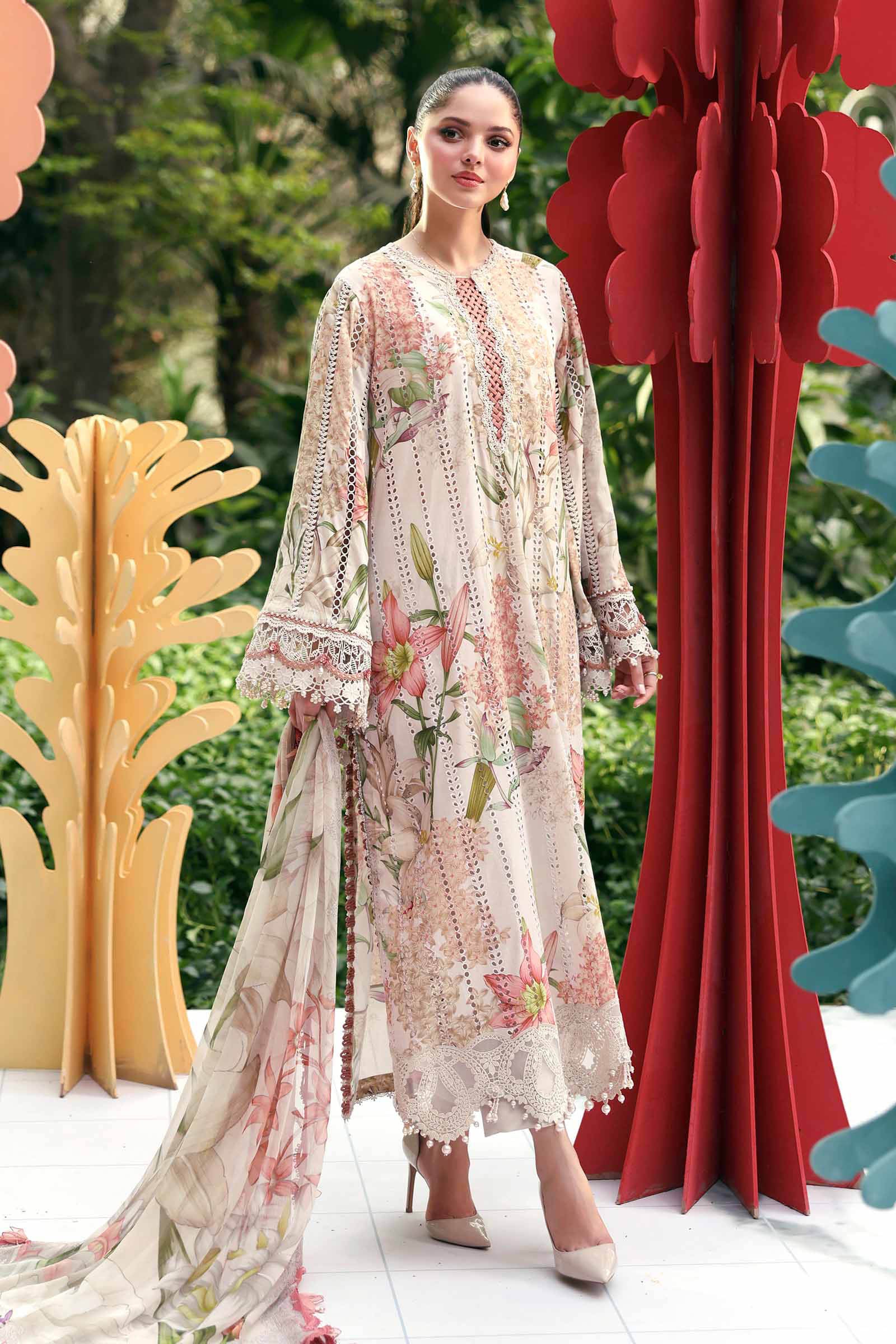 3 Piece Unstitched Embroidered Lawn Suit - Image 2