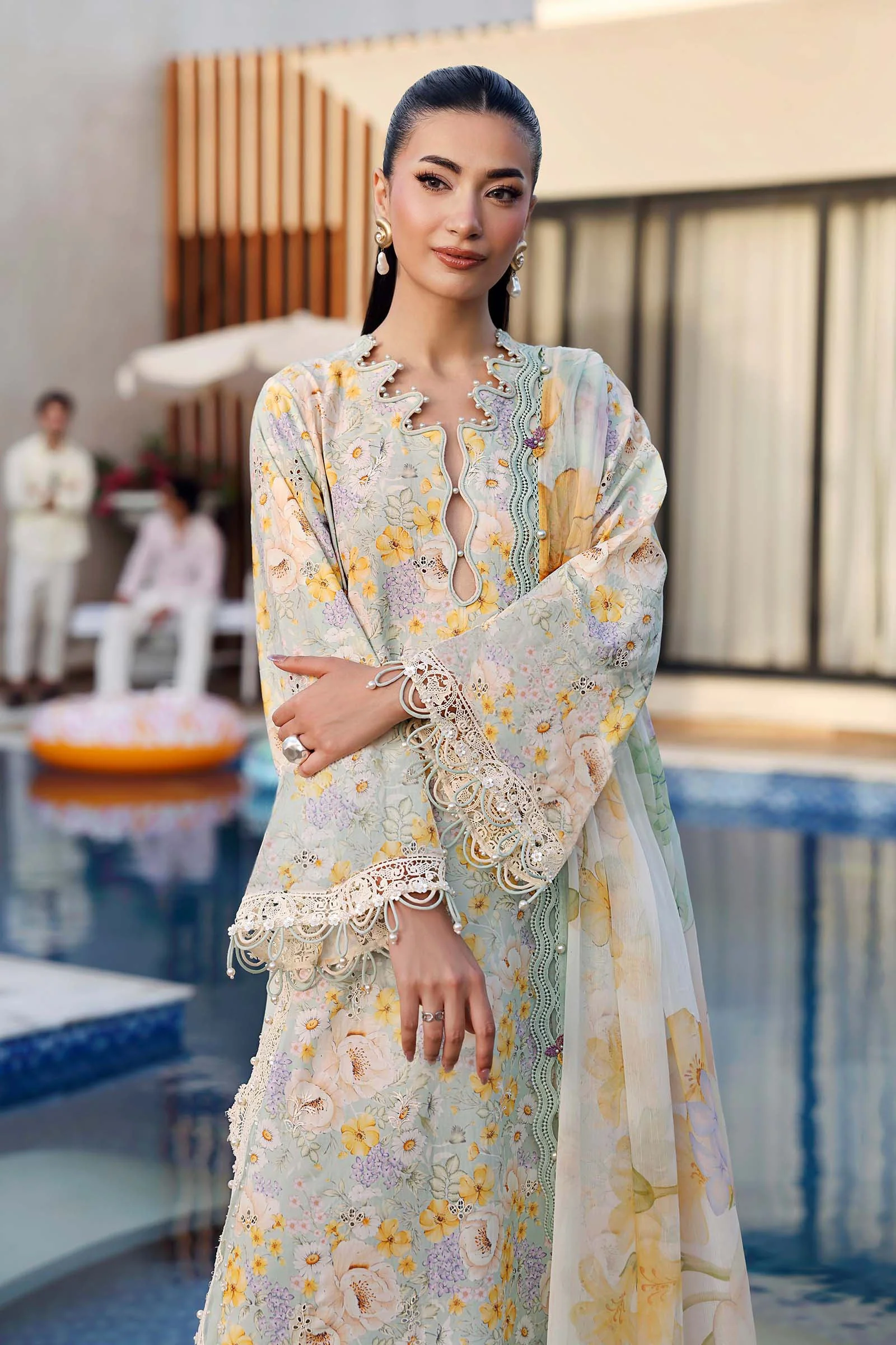 3 Piece Unstitched Embroidered Lawn Suit - Image 2