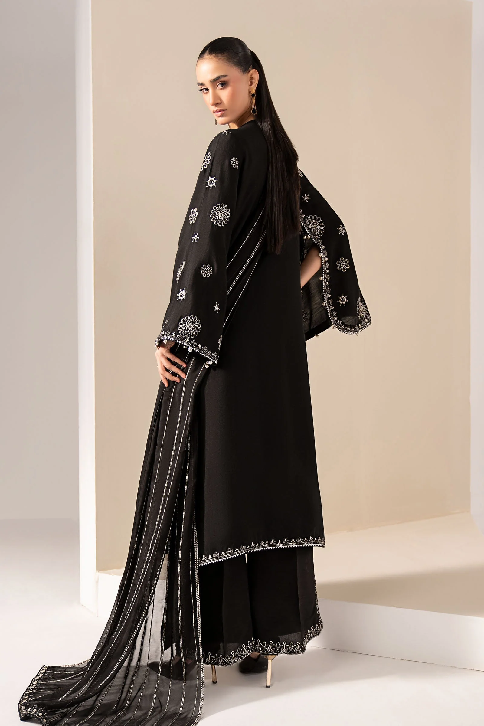 3 Piece Embroidered Tissue Staple Suit - Image 10
