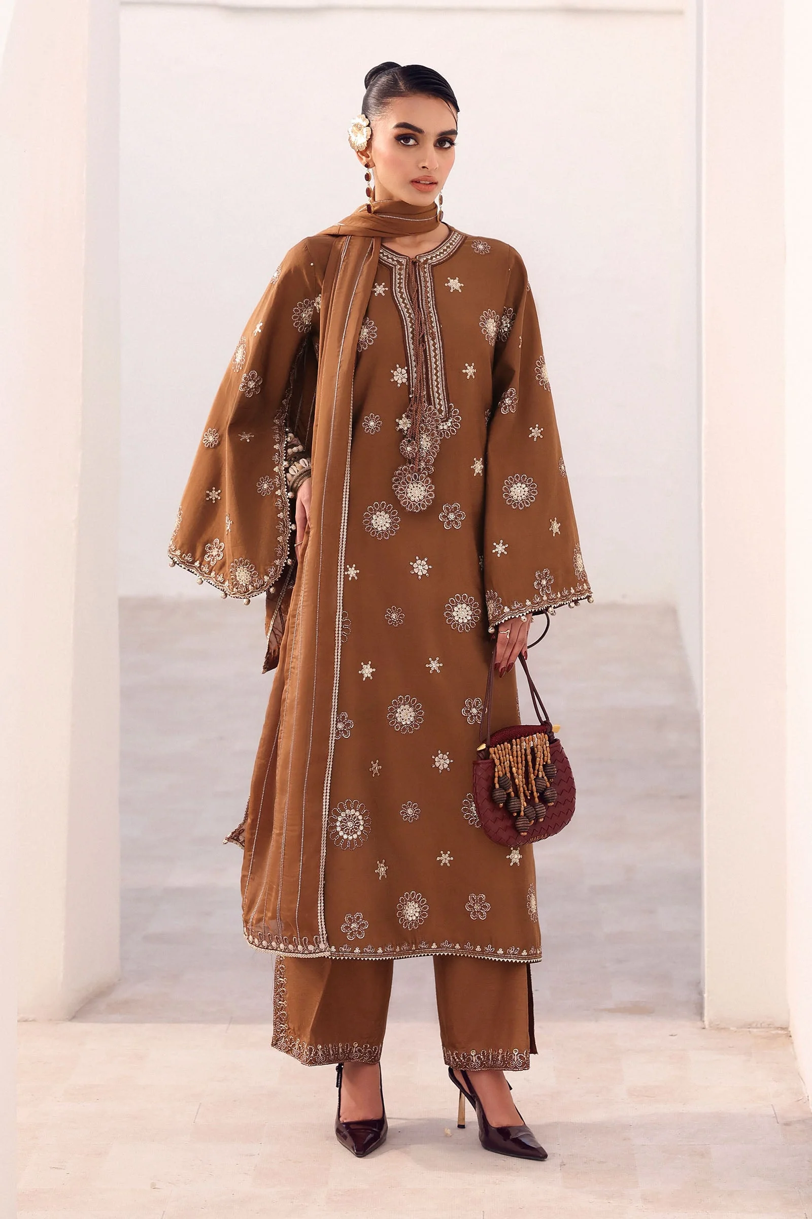3 Piece Embroidered Tissue Staple Suit - Image 2