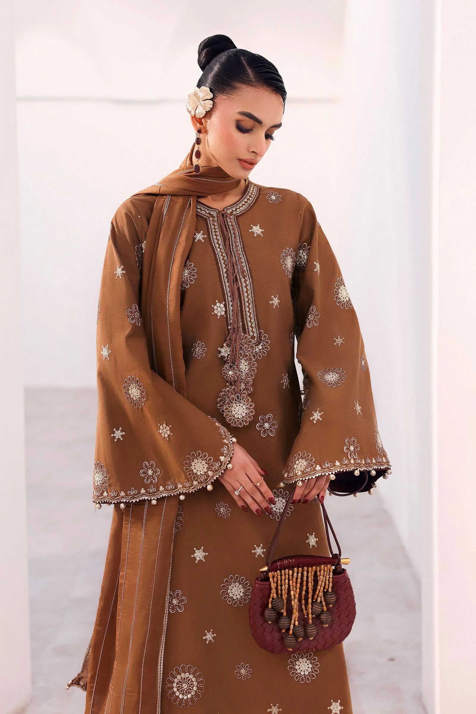 3 Piece Embroidered Tissue Staple Suit - Image 4