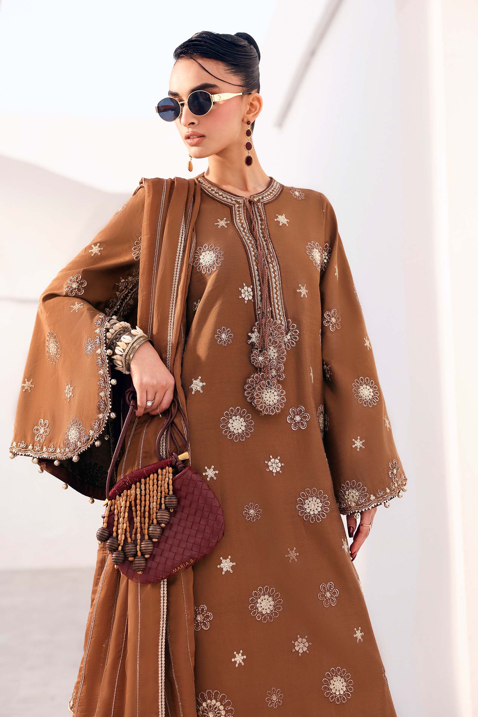 3 Piece Embroidered Tissue Staple Suit - Image 5