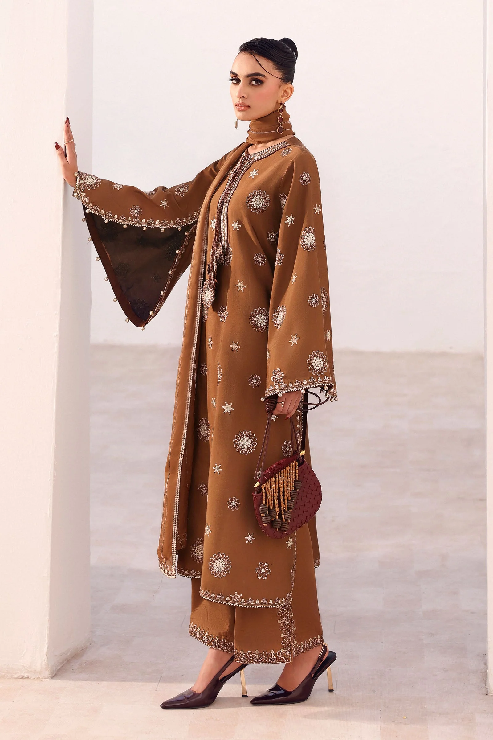 3 Piece Embroidered Tissue Staple Suit - Image 6