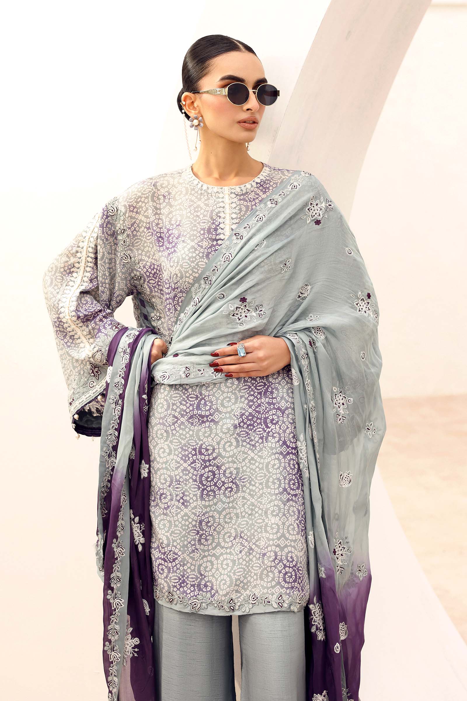 3 Piece Embroidered Silk Suit - Image 2