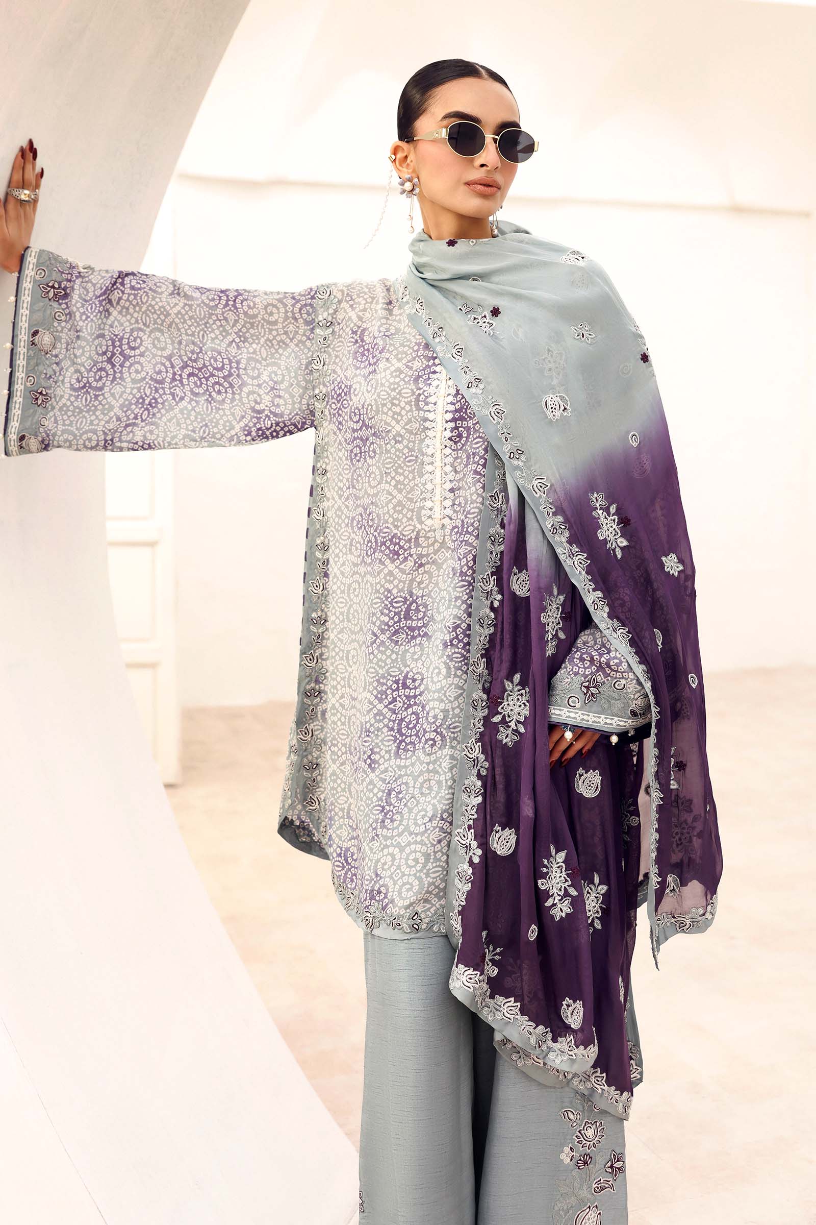 3 Piece Embroidered Silk Suit - Image 4