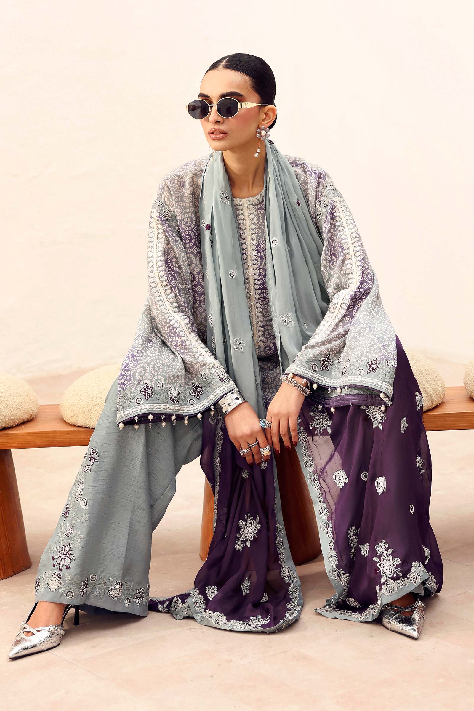 3 Piece Embroidered Silk Suit - Image 6