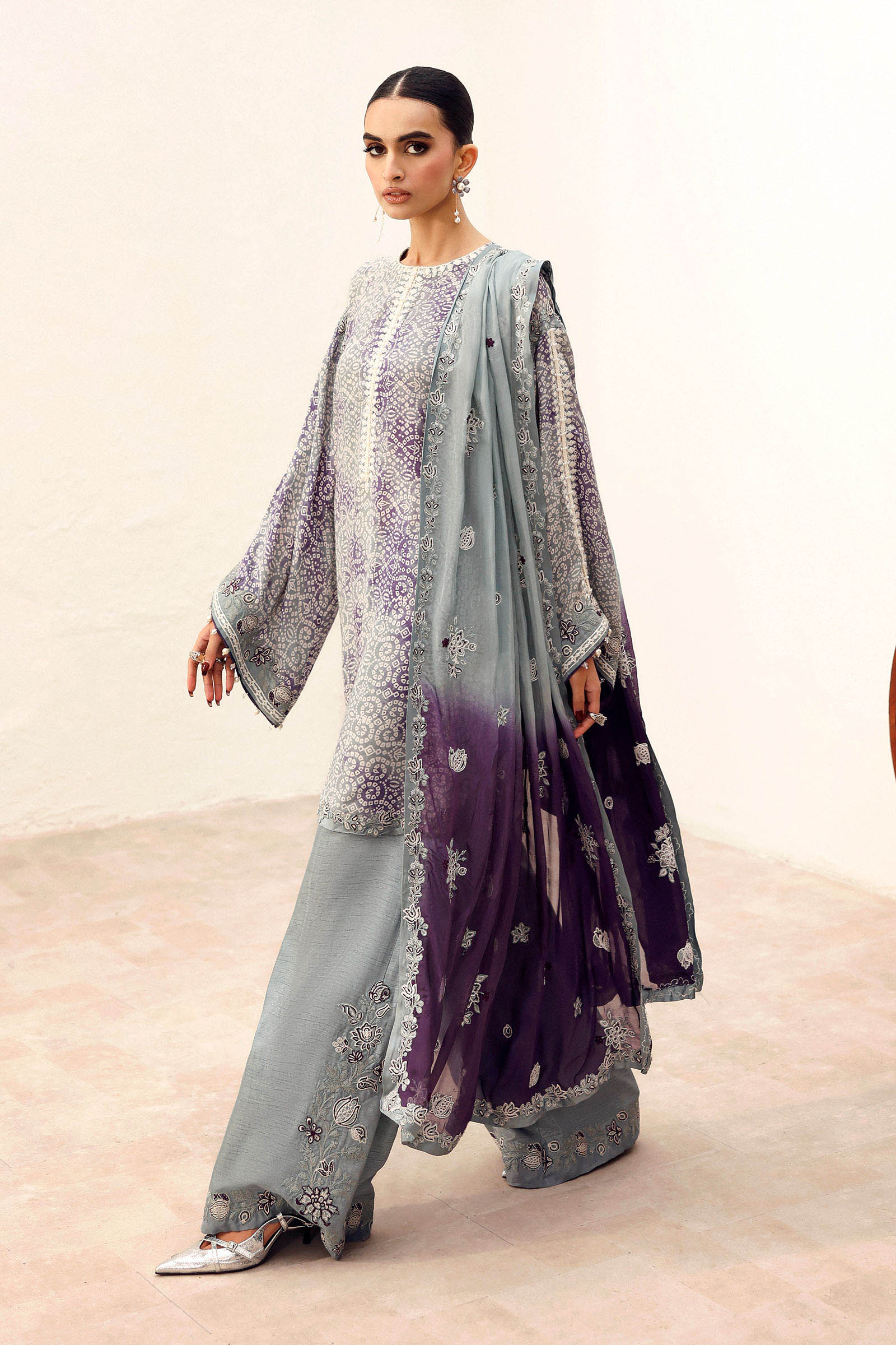 3 Piece Embroidered Silk Suit - Image 7