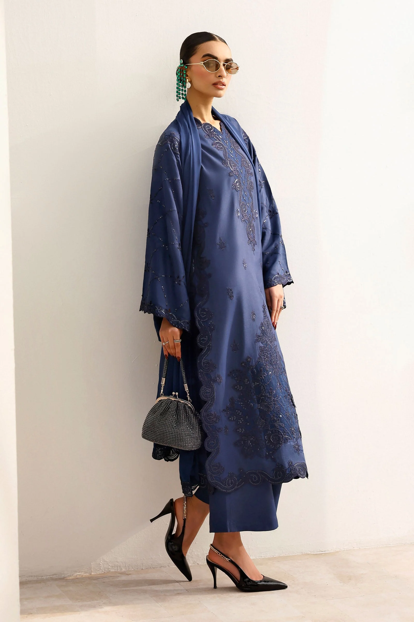3 Piece Embroidered Raw Silk Suit - Image 4