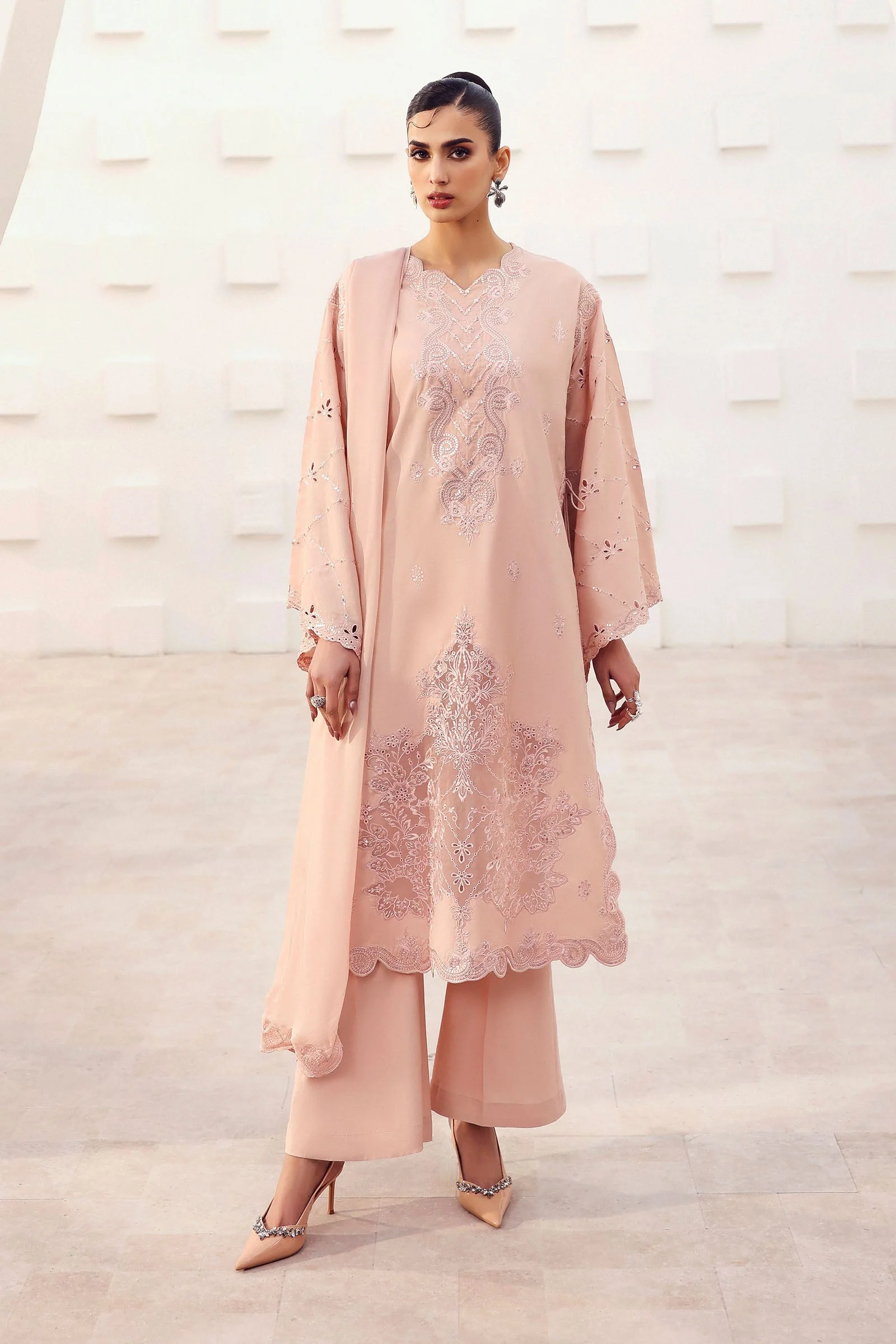 3 Piece Embroidered Raw Silk Suit - Image 2