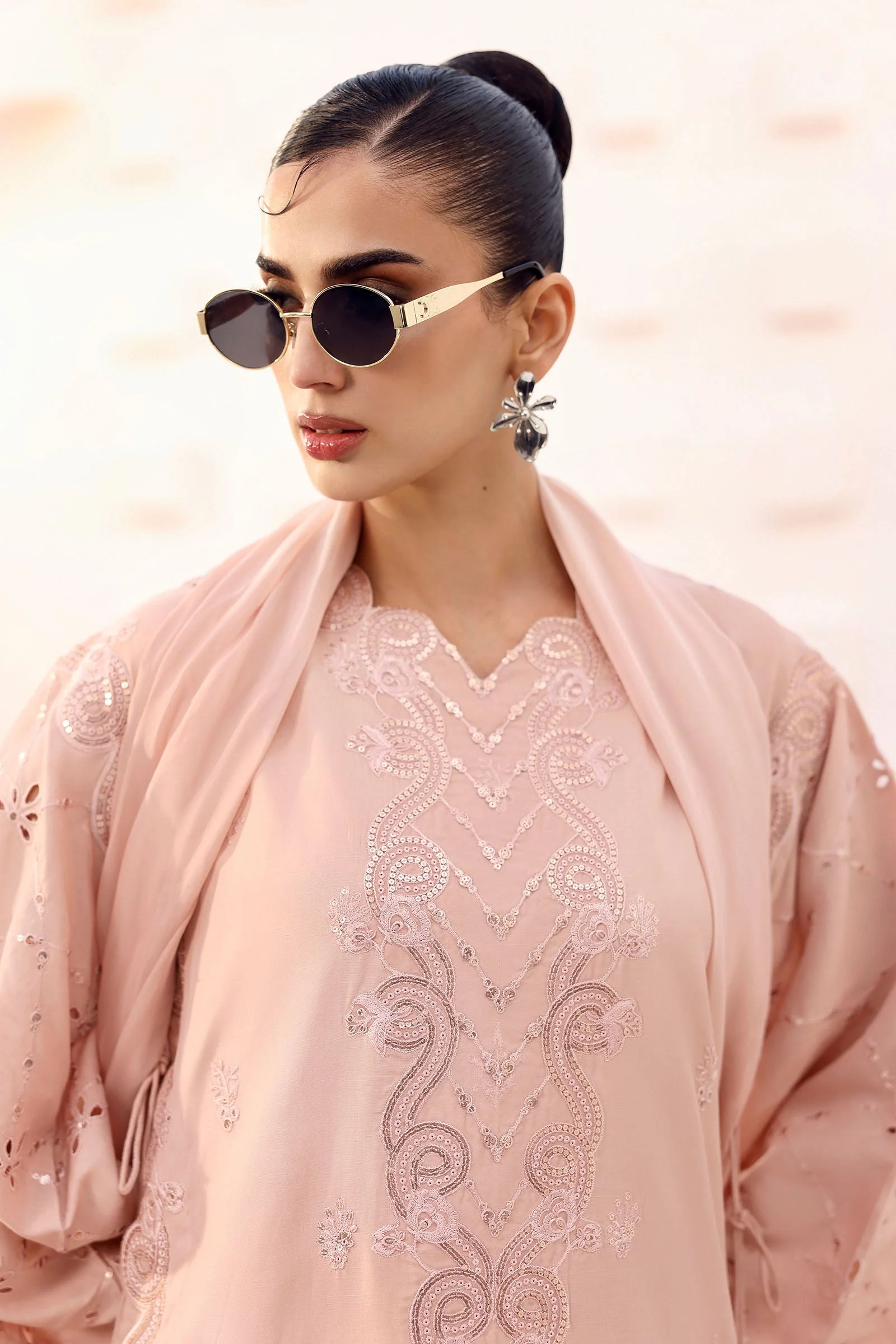 3 Piece Embroidered Raw Silk Suit - Image 3