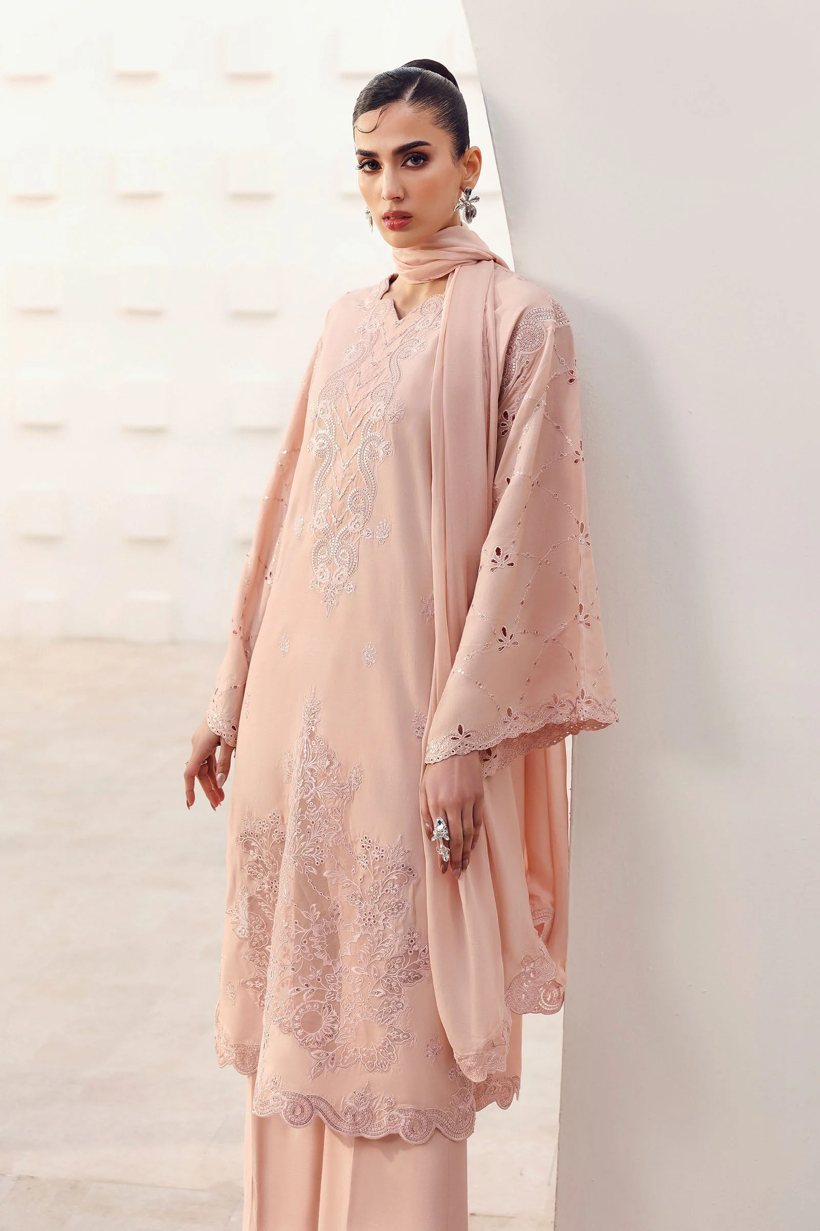 3 Piece Embroidered Raw Silk Suit - Image 4