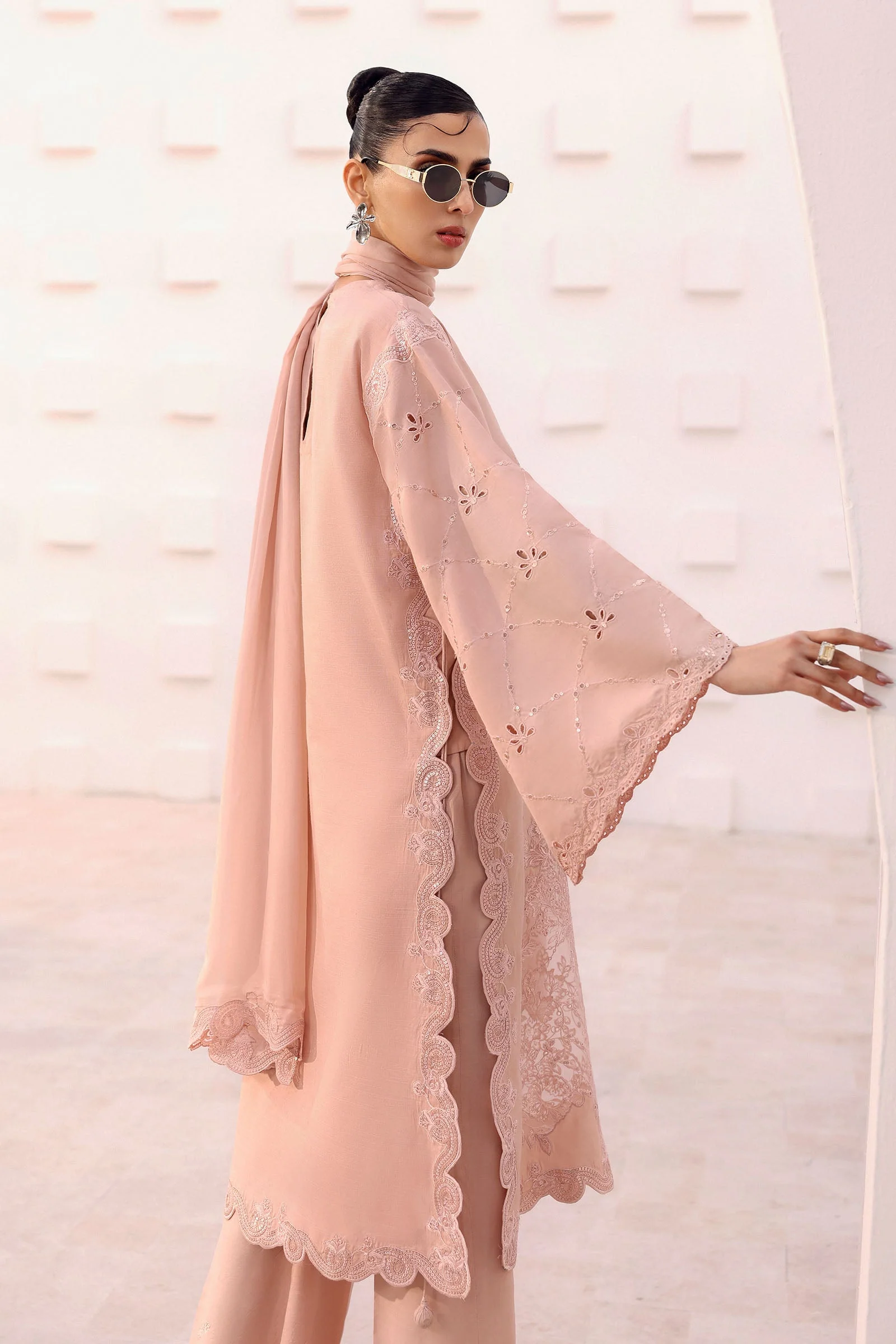 3 Piece Embroidered Raw Silk Suit - Image 5