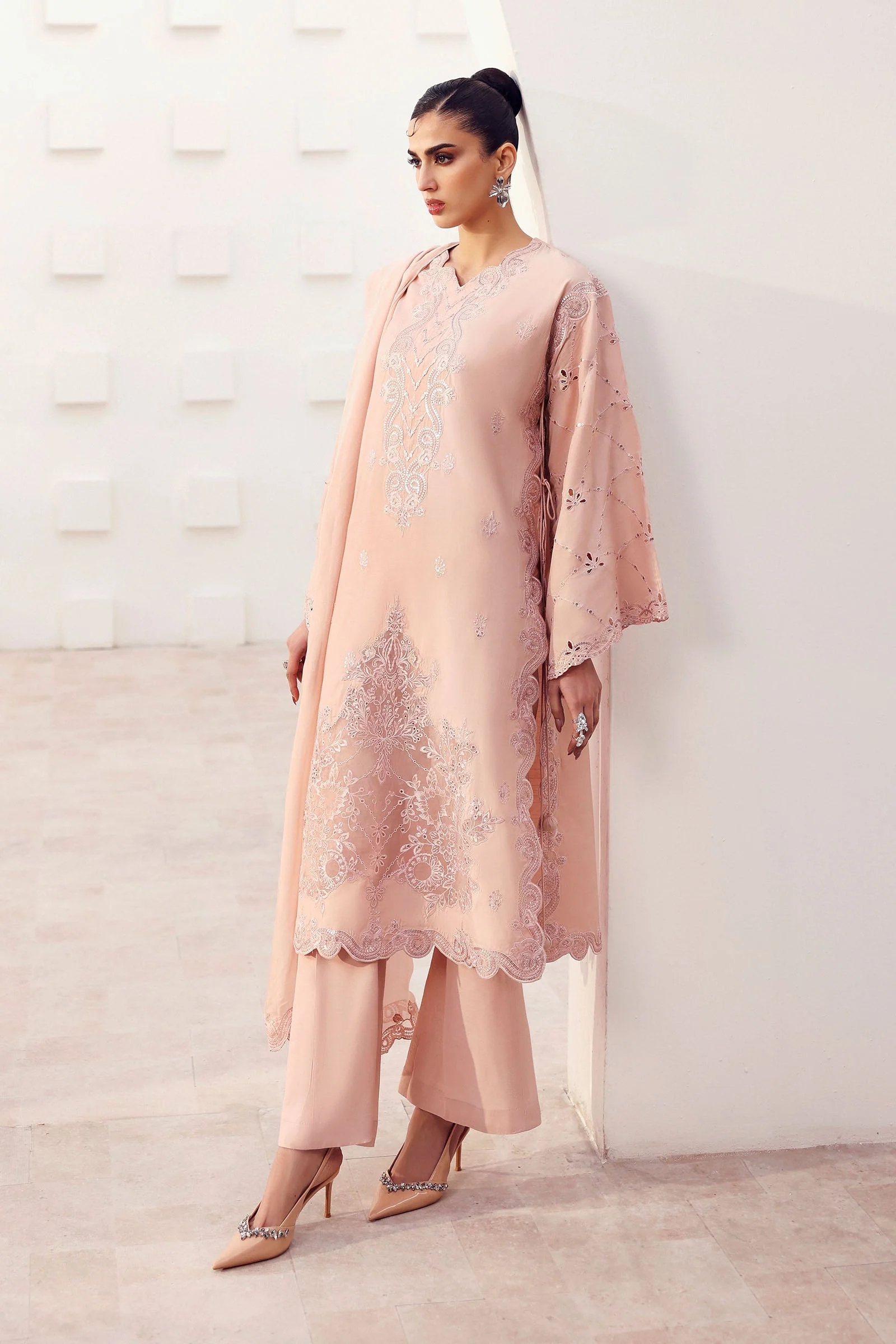 3 Piece Embroidered Raw Silk Suit - Image 6