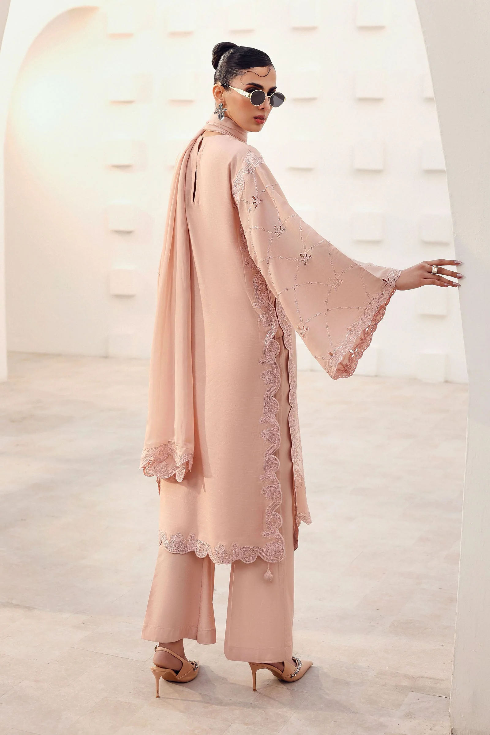 3 Piece Embroidered Raw Silk Suit - Image 7
