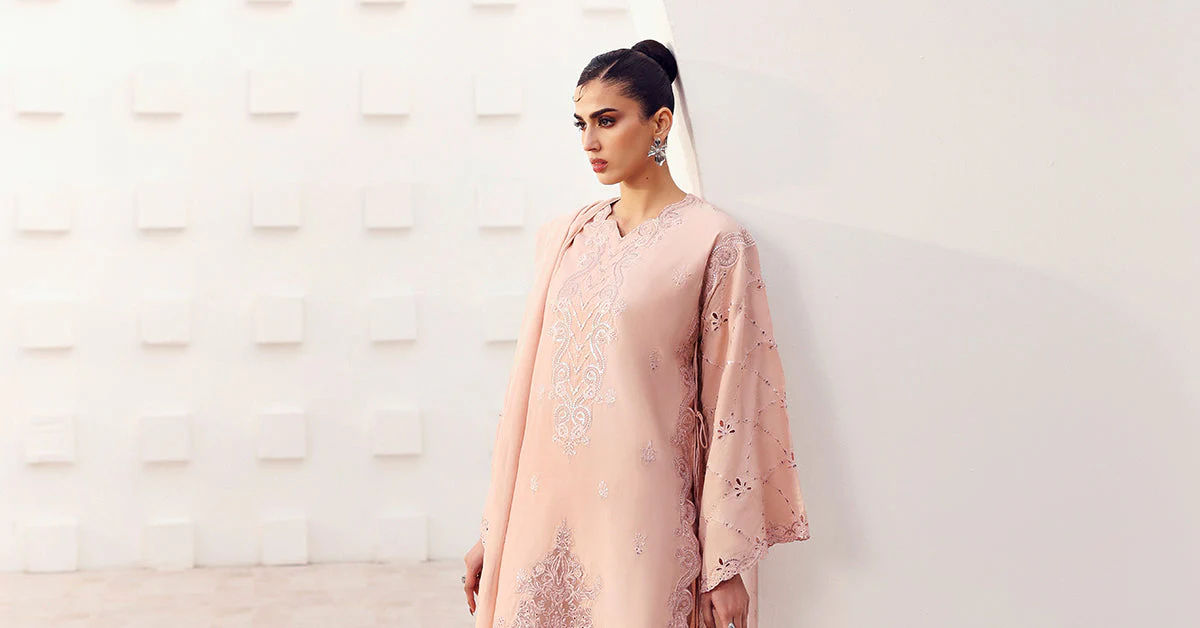 3 Piece Embroidered Raw Silk Suit - Image 8