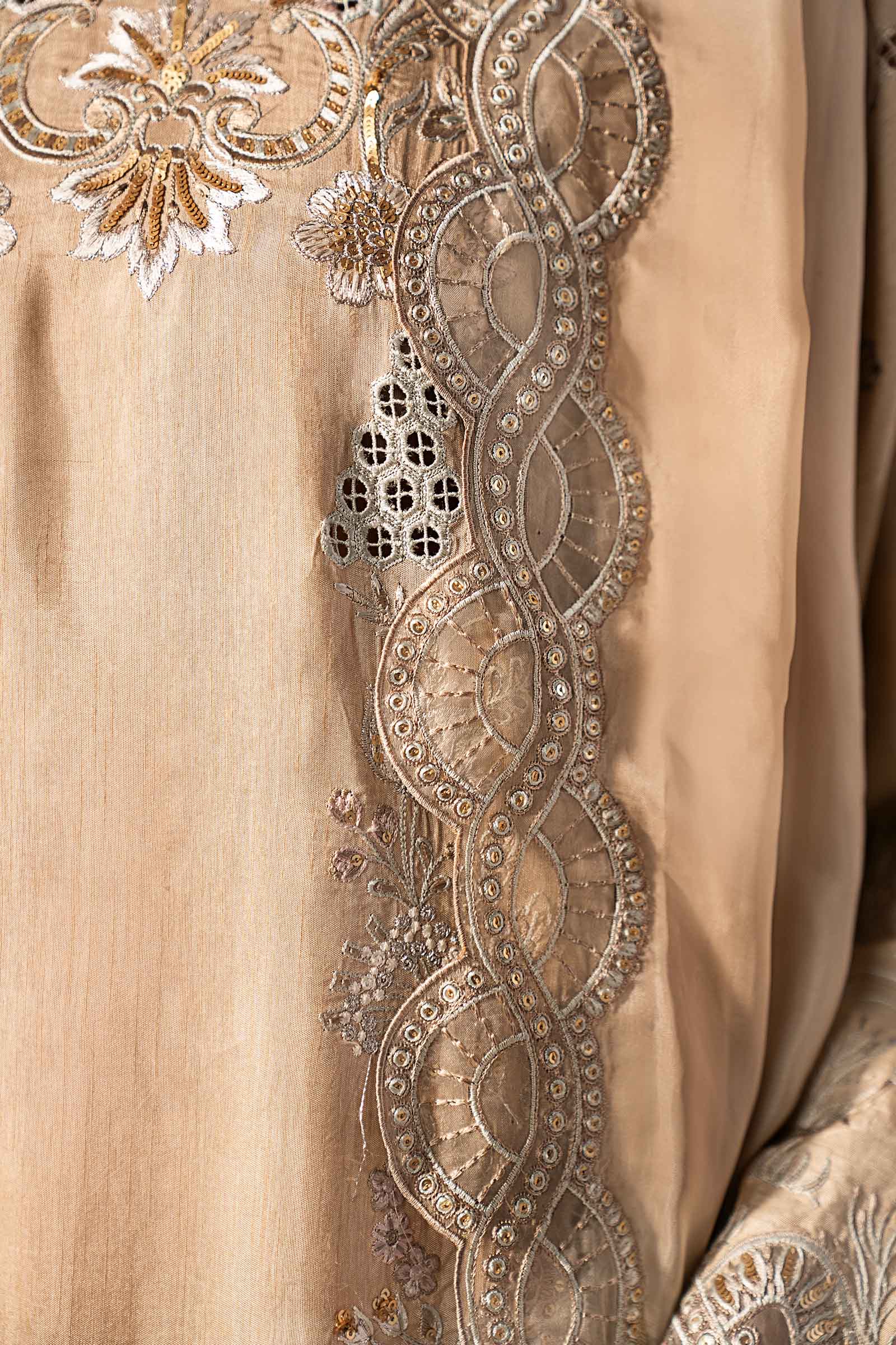 3 Piece Embroidered Raw Silk Suit - Image 4