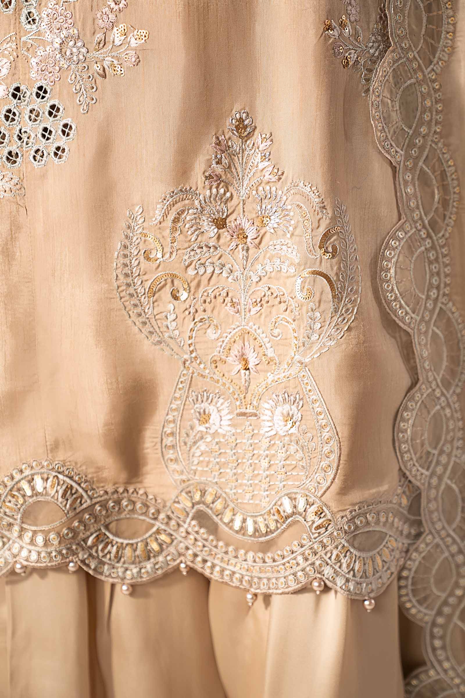 3 Piece Embroidered Raw Silk Suit - Image 6