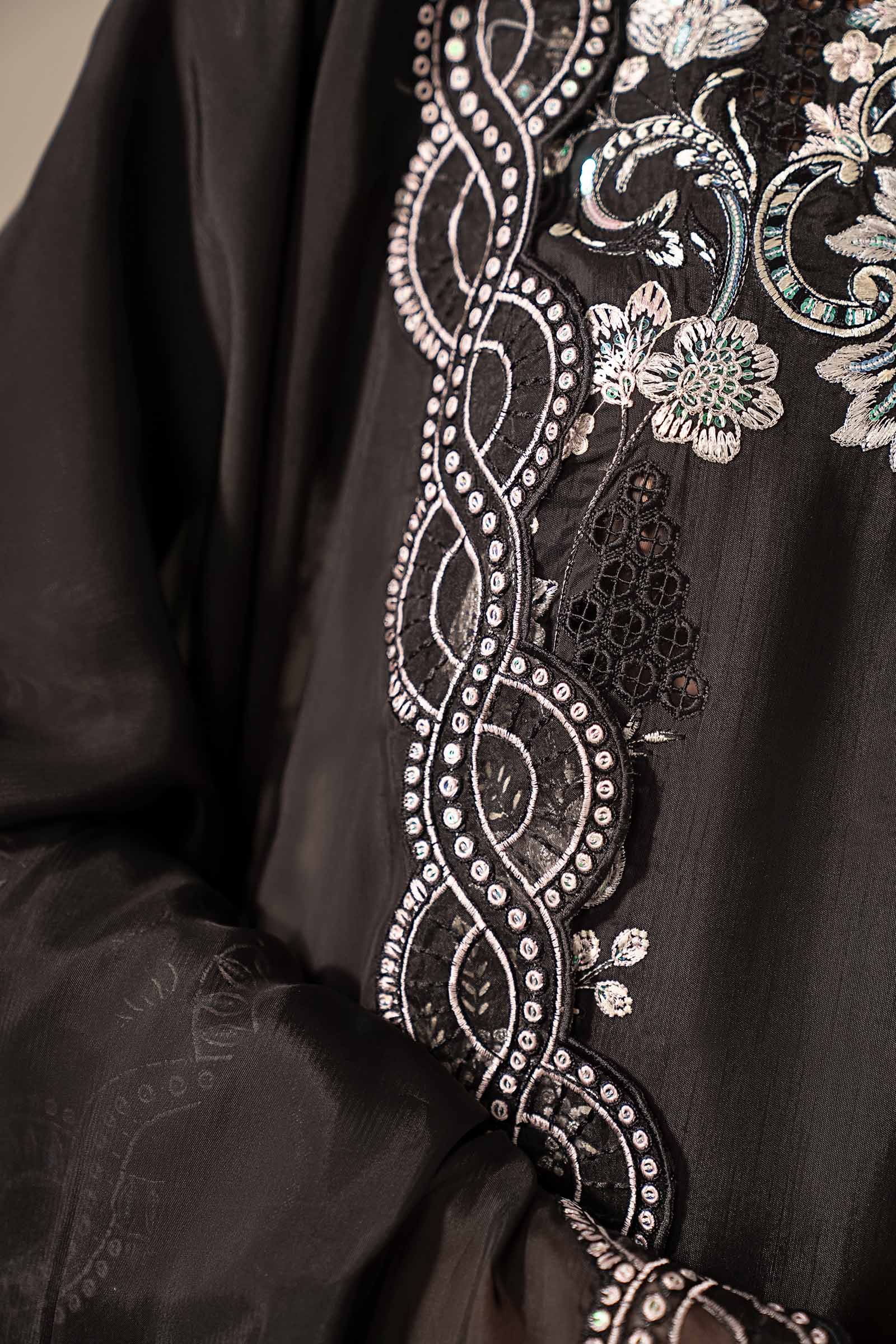 3 Piece Embroidered Raw Silk Suit - Image 6