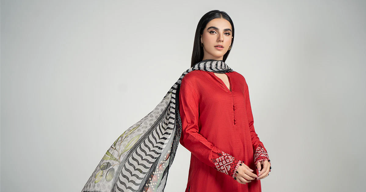 3 Piece Dyed Lawn Suit - Image 9