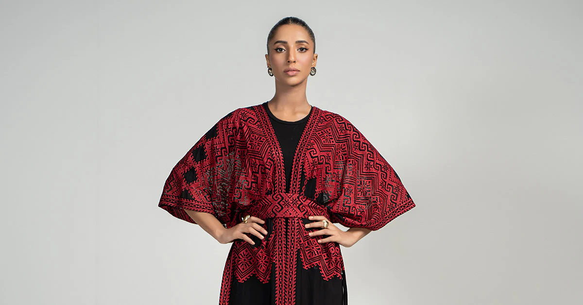 Embroidered Georgette Kaftan - Image 7
