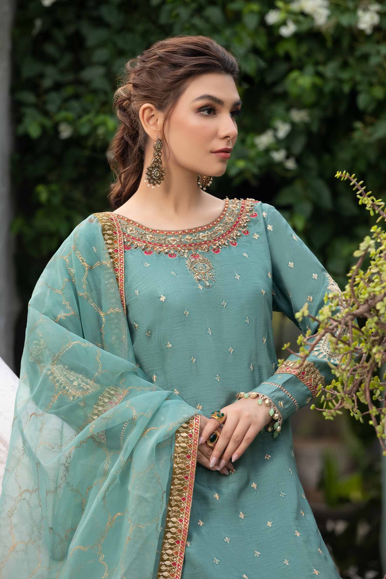 3 Piece Embroidered Raw Silk Suit - Image 2