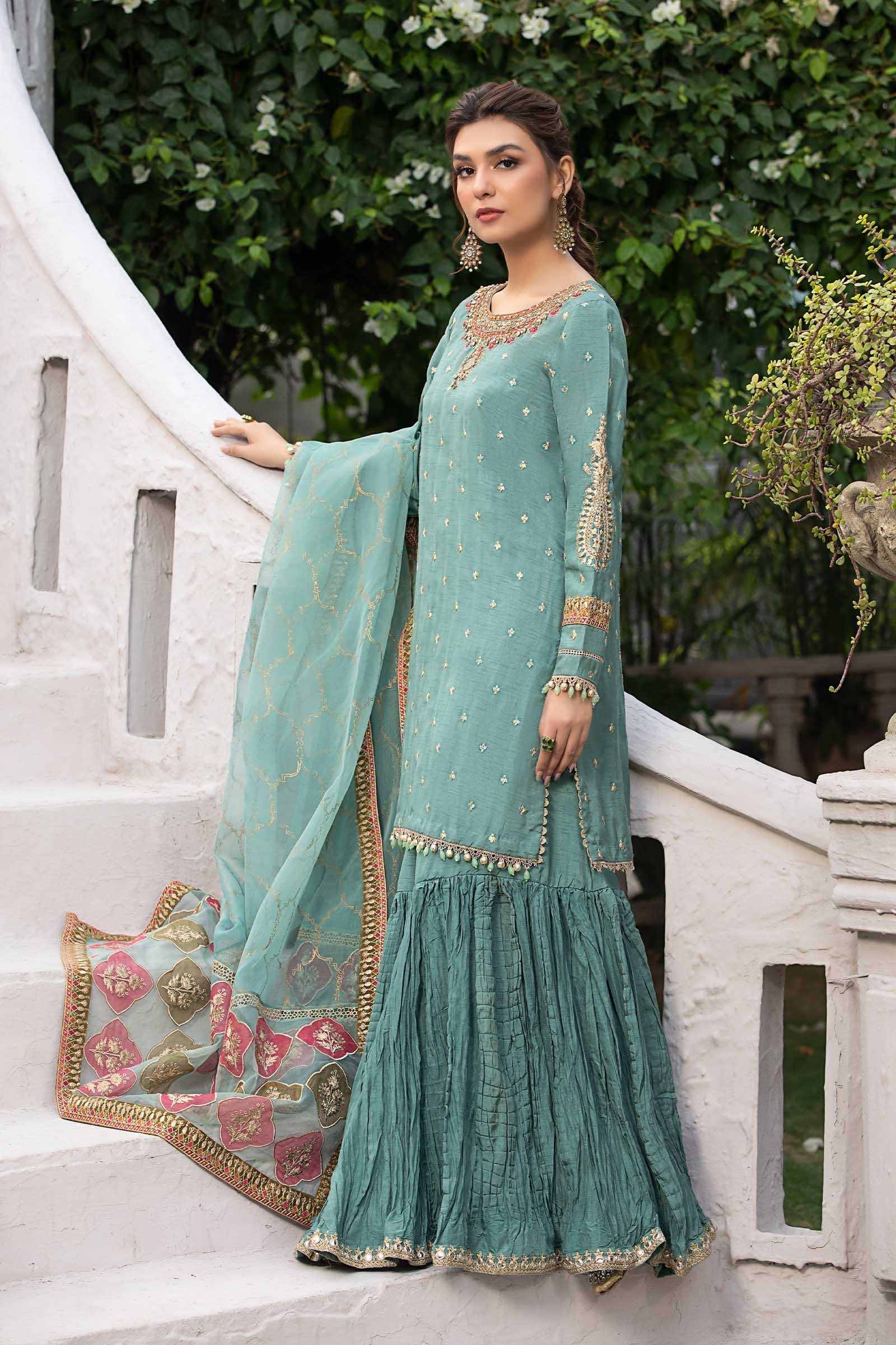 3 Piece Embroidered Raw Silk Suit - Image 4
