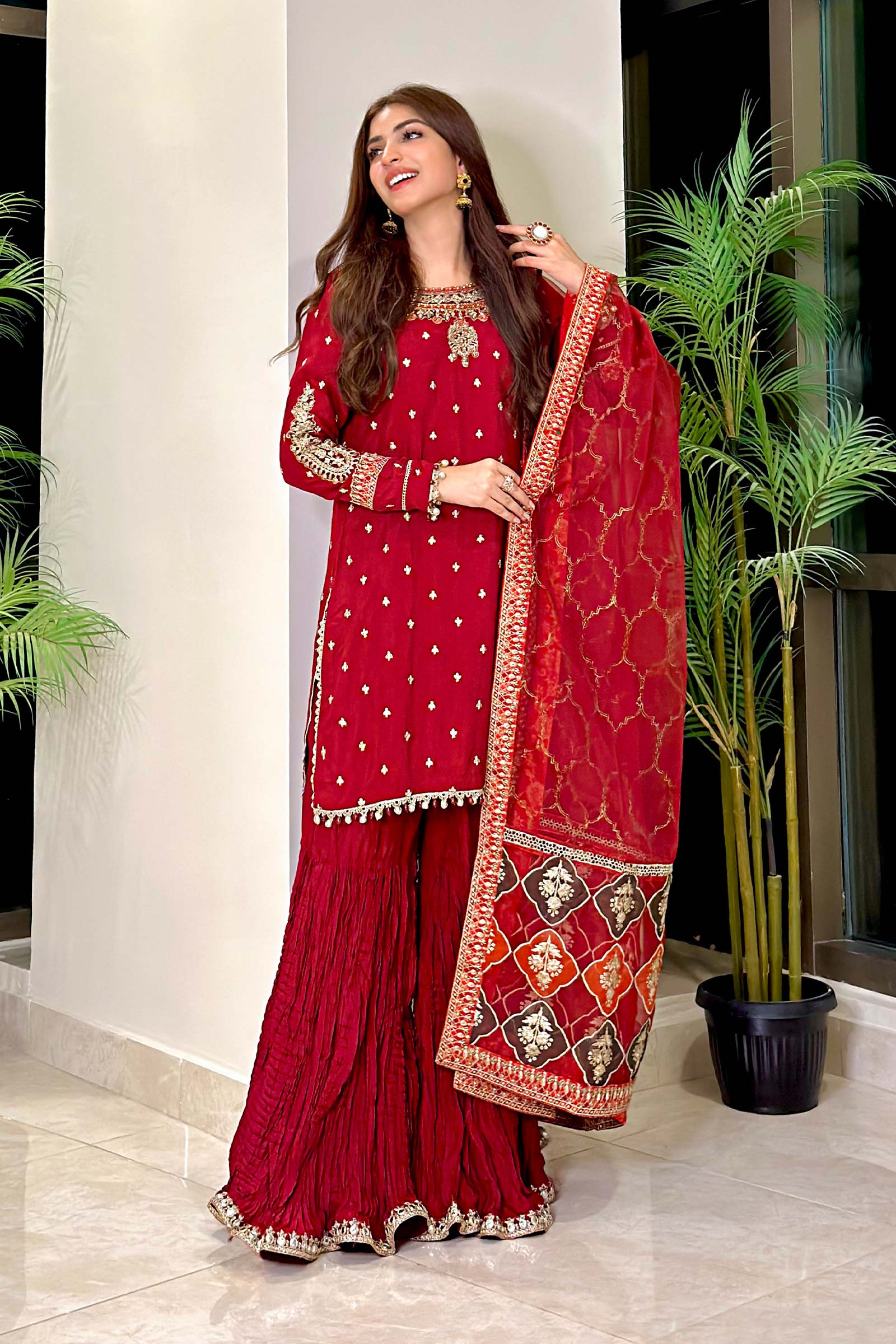 3 Piece Embroidered Raw Silk Suit - Image 6