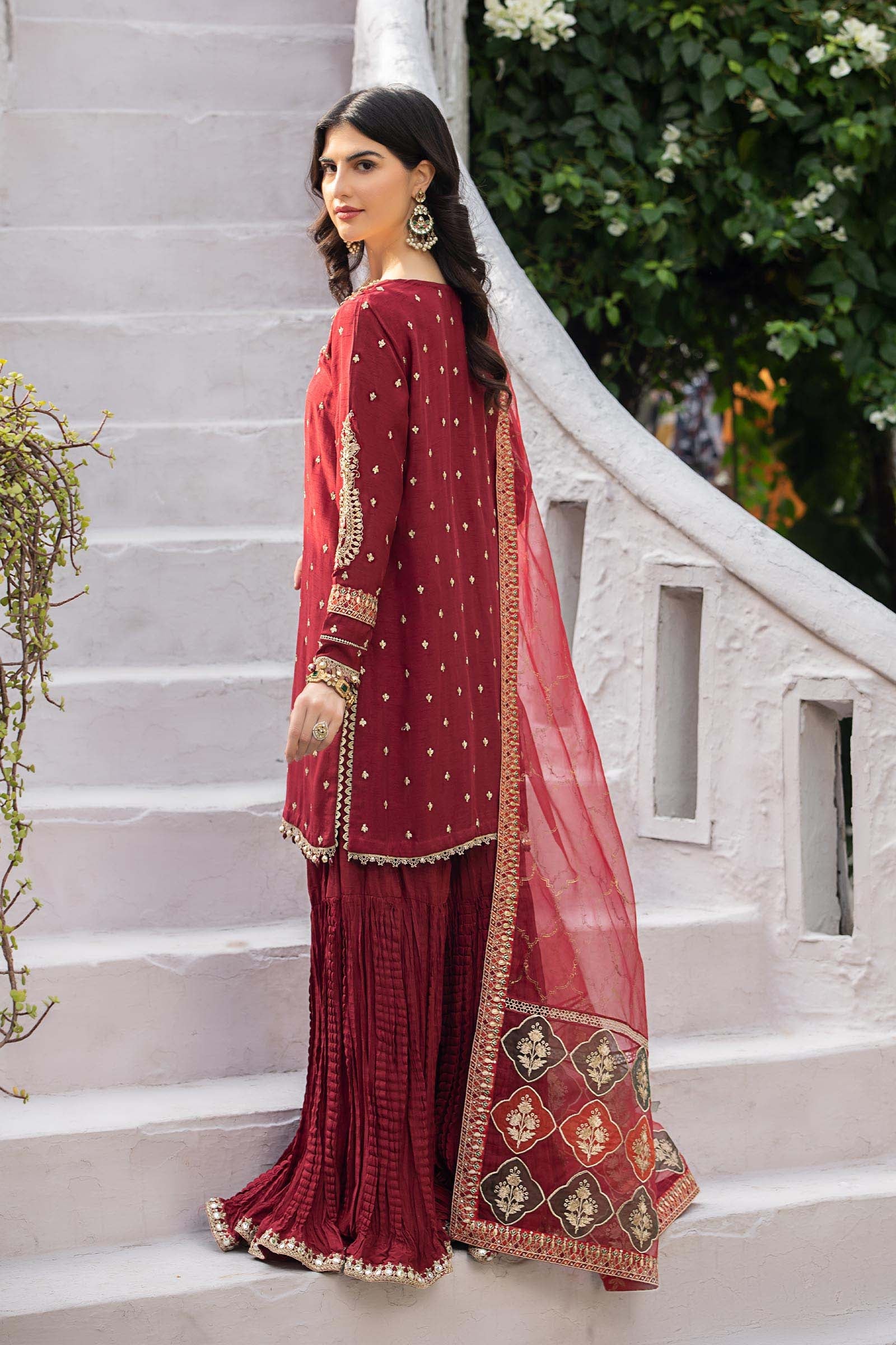 3 Piece Embroidered Raw Silk Suit - Image 9