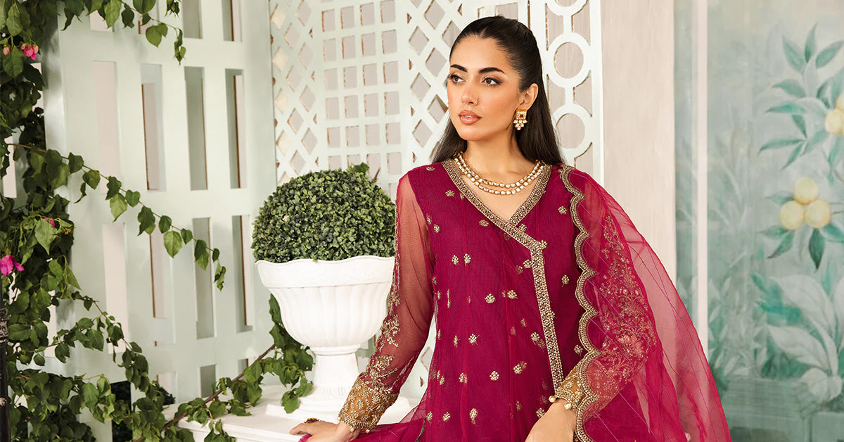 3 Piece Embroidered Net Suit - Image 10