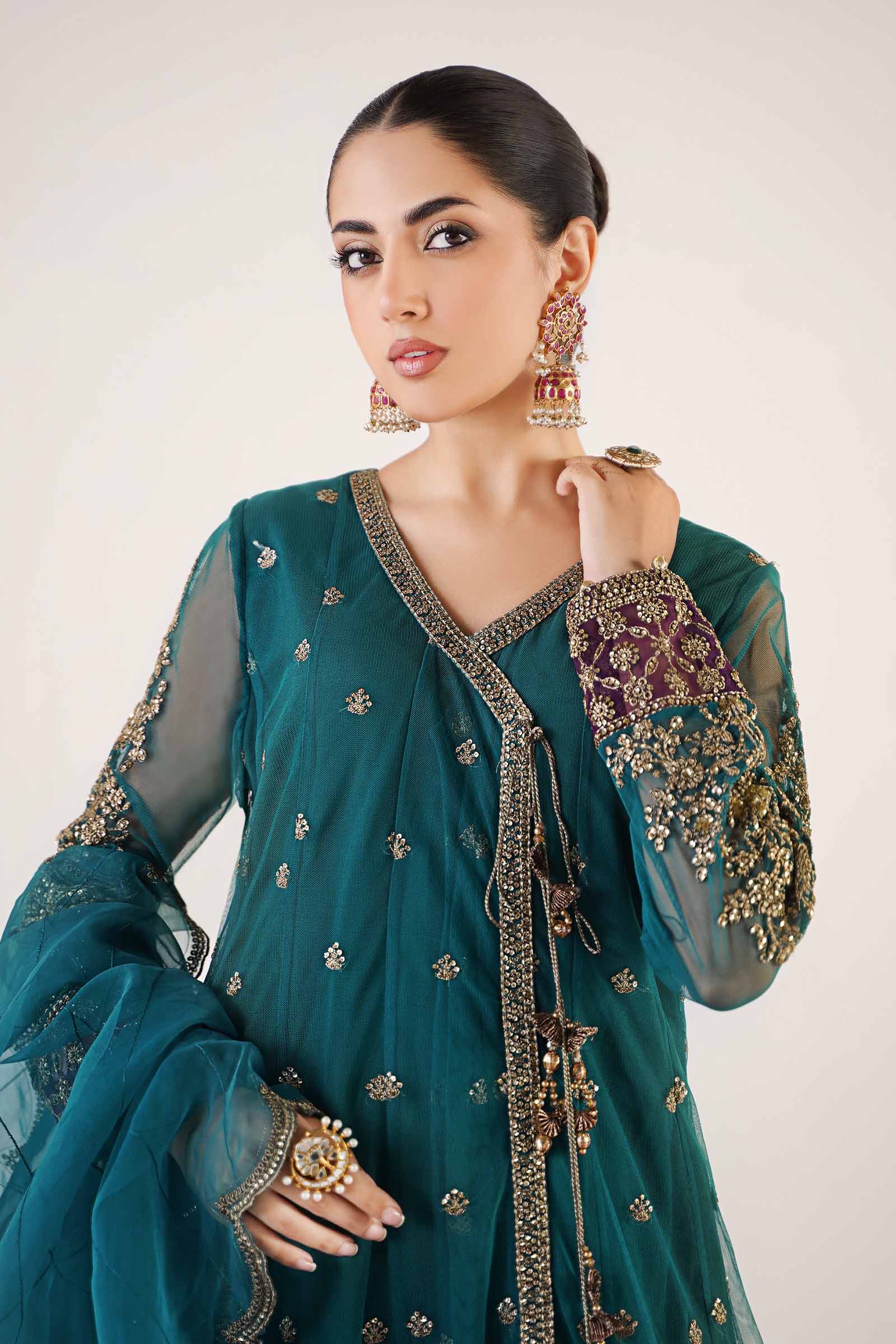 3 Piece Embroidered Net Suit - Image 3