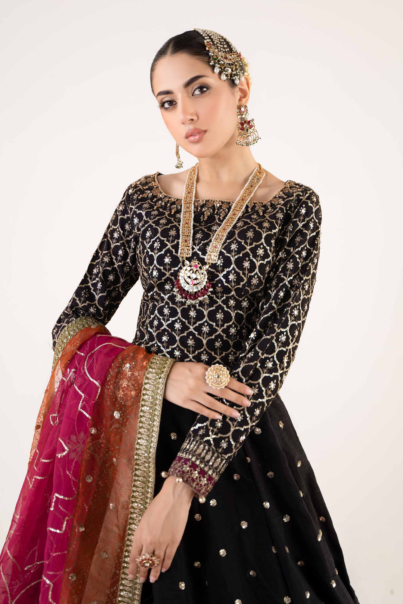 3 Piece Embroidered Raw Silk Suit - Image 3