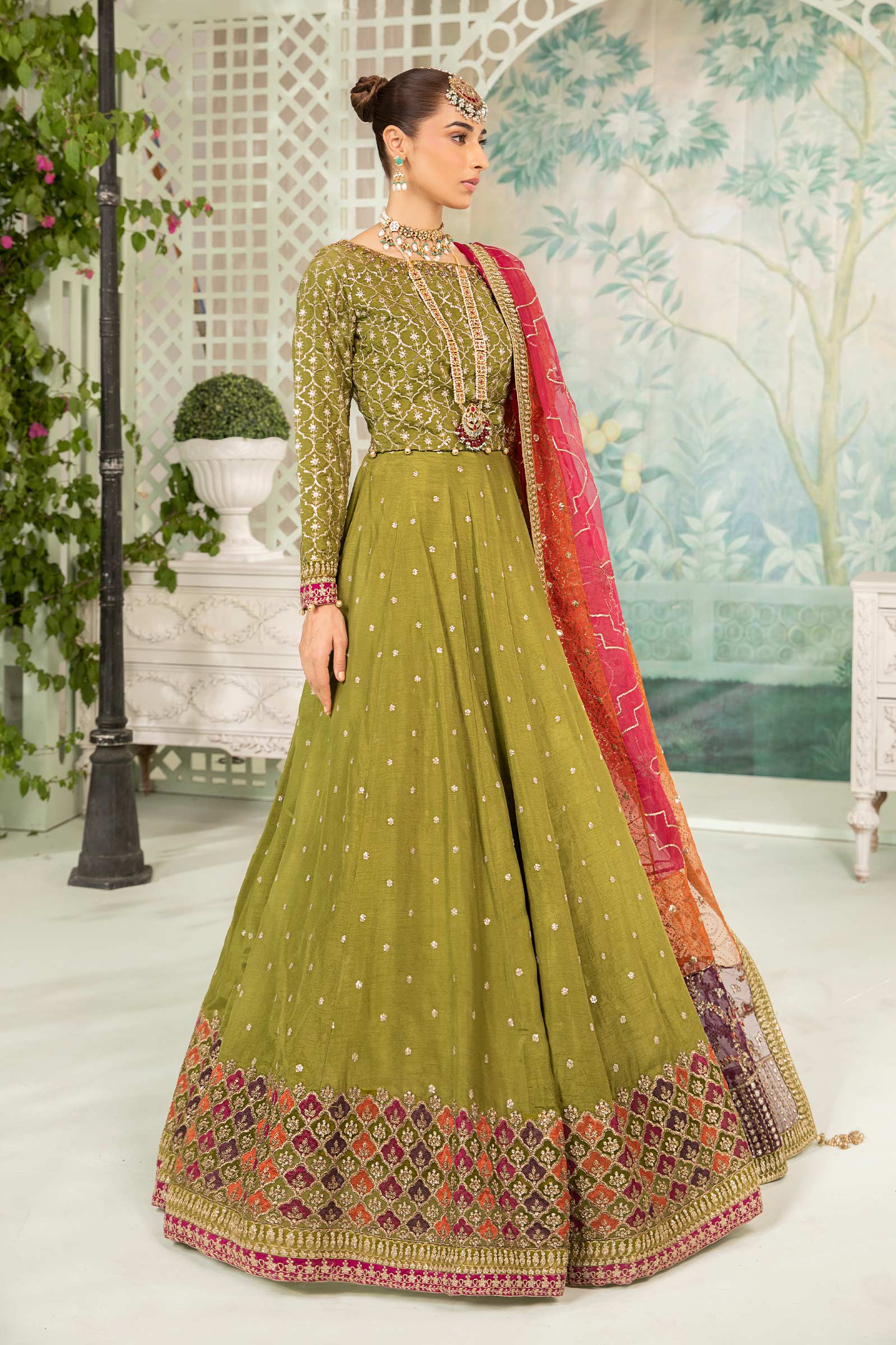3 Piece Embroidered Raw Silk Suit - Image 5