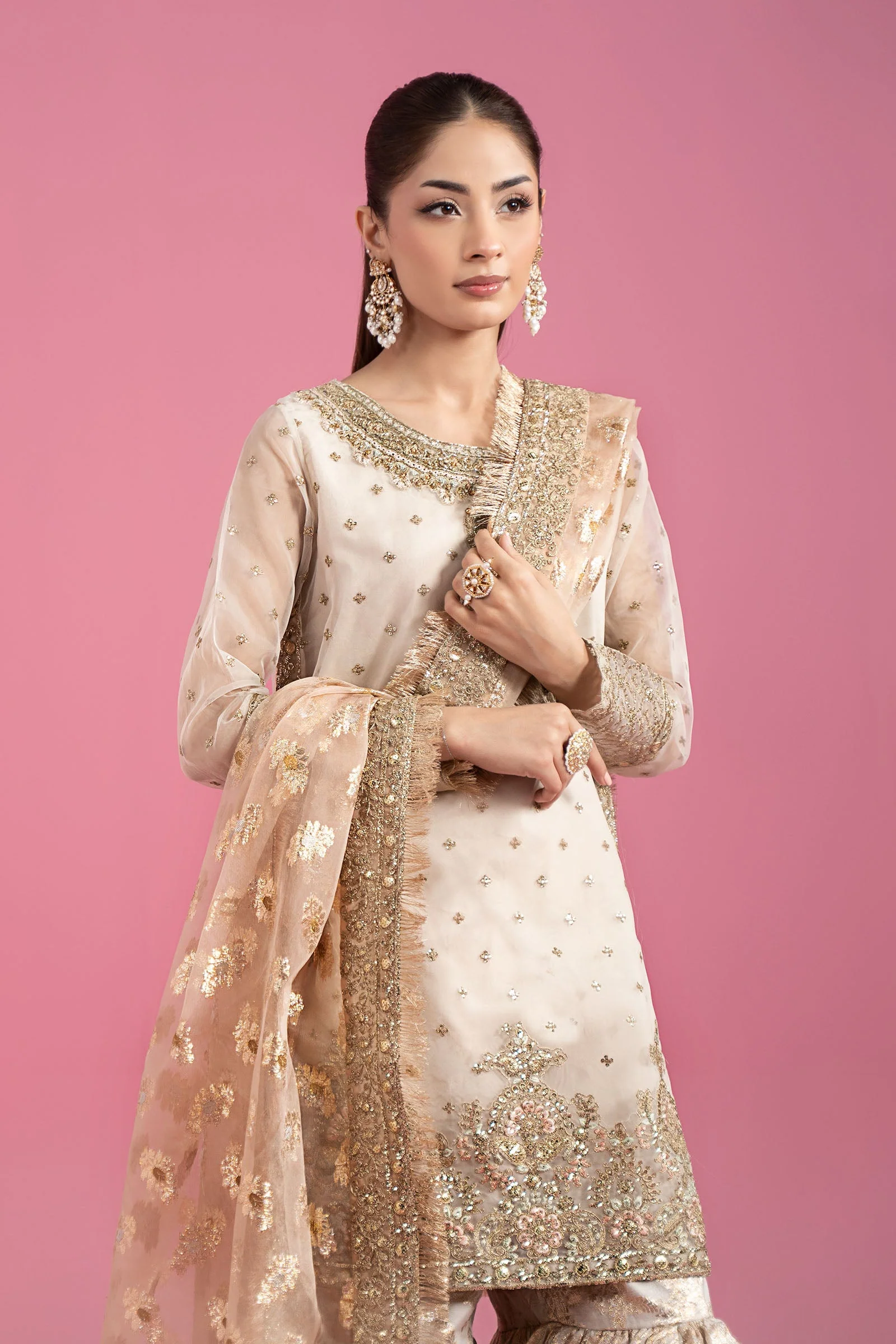 3 Piece Embroidered Organza Suit - Image 3