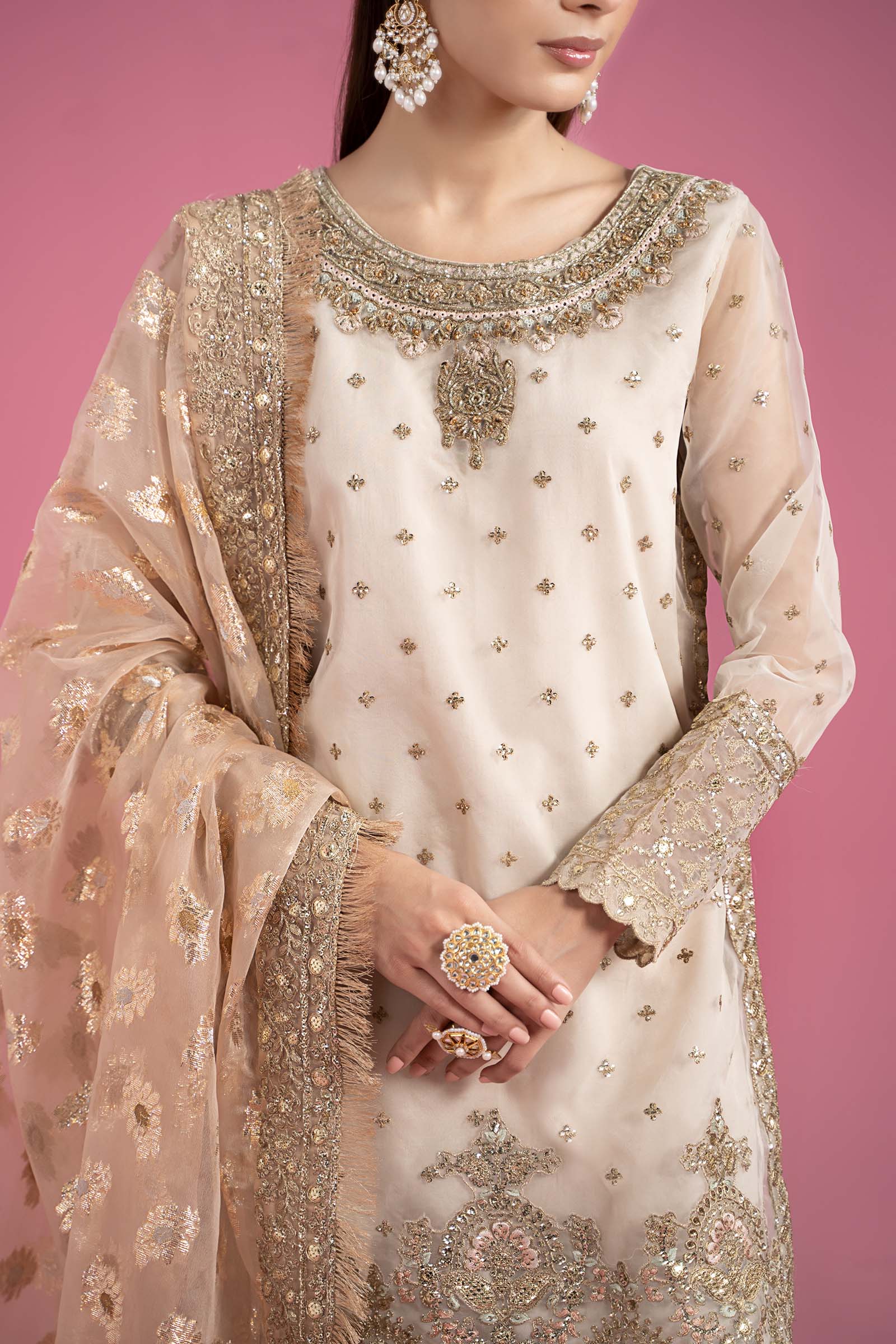 3 Piece Embroidered Organza Suit - Image 4