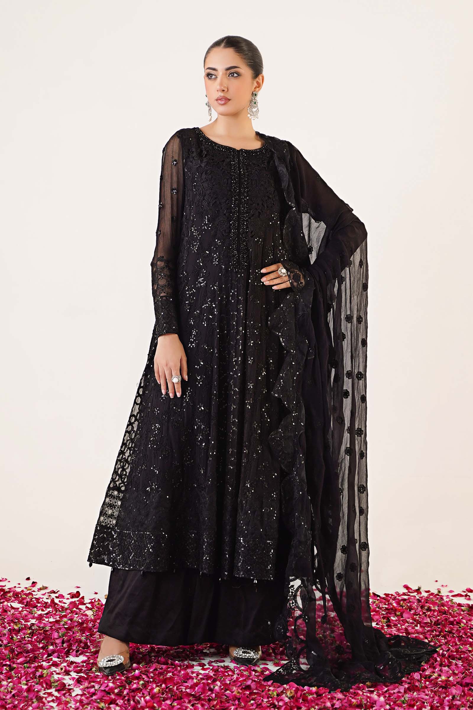 3 Piece Embroidered Chiffon Suit