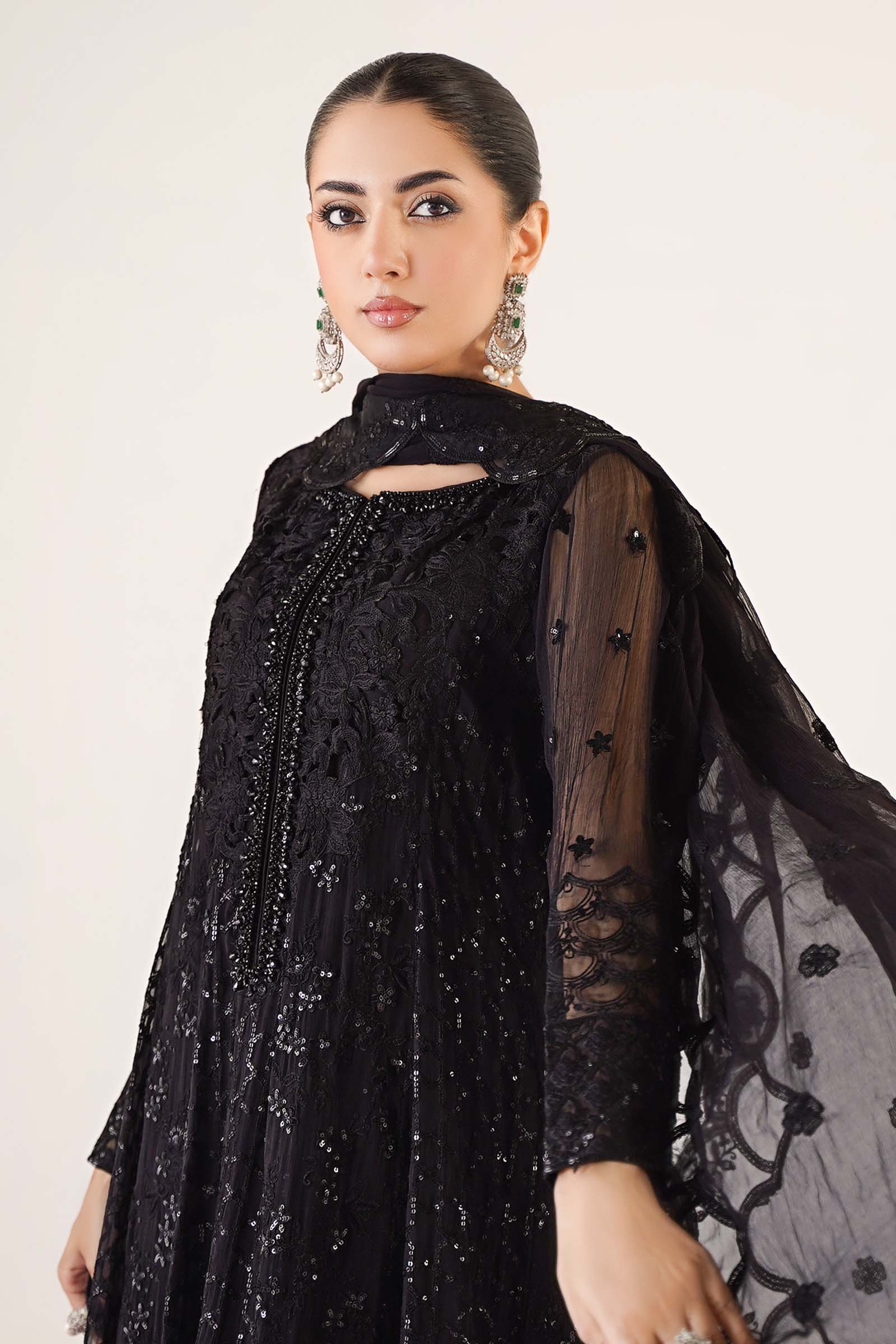 3 Piece Embroidered Chiffon Suit - Image 3