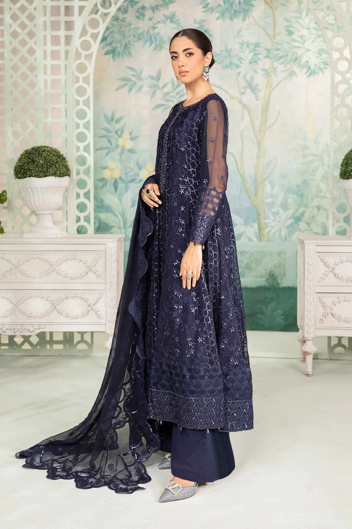 3 Piece Embroidered Chiffon Suit - Image 4
