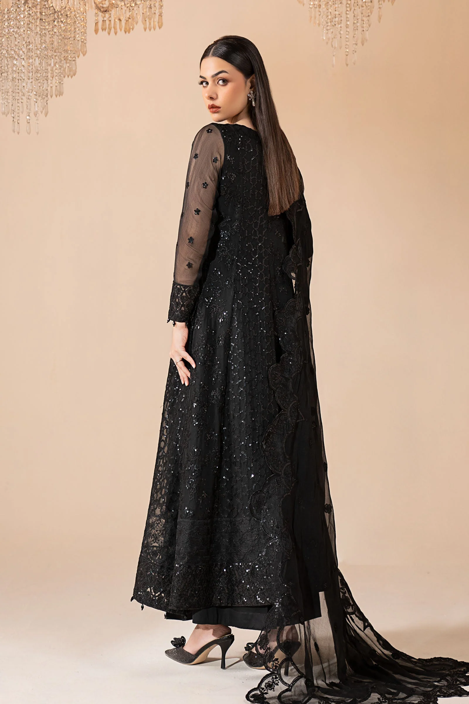 3 Piece Embroidered Chiffon Suit - Image 8