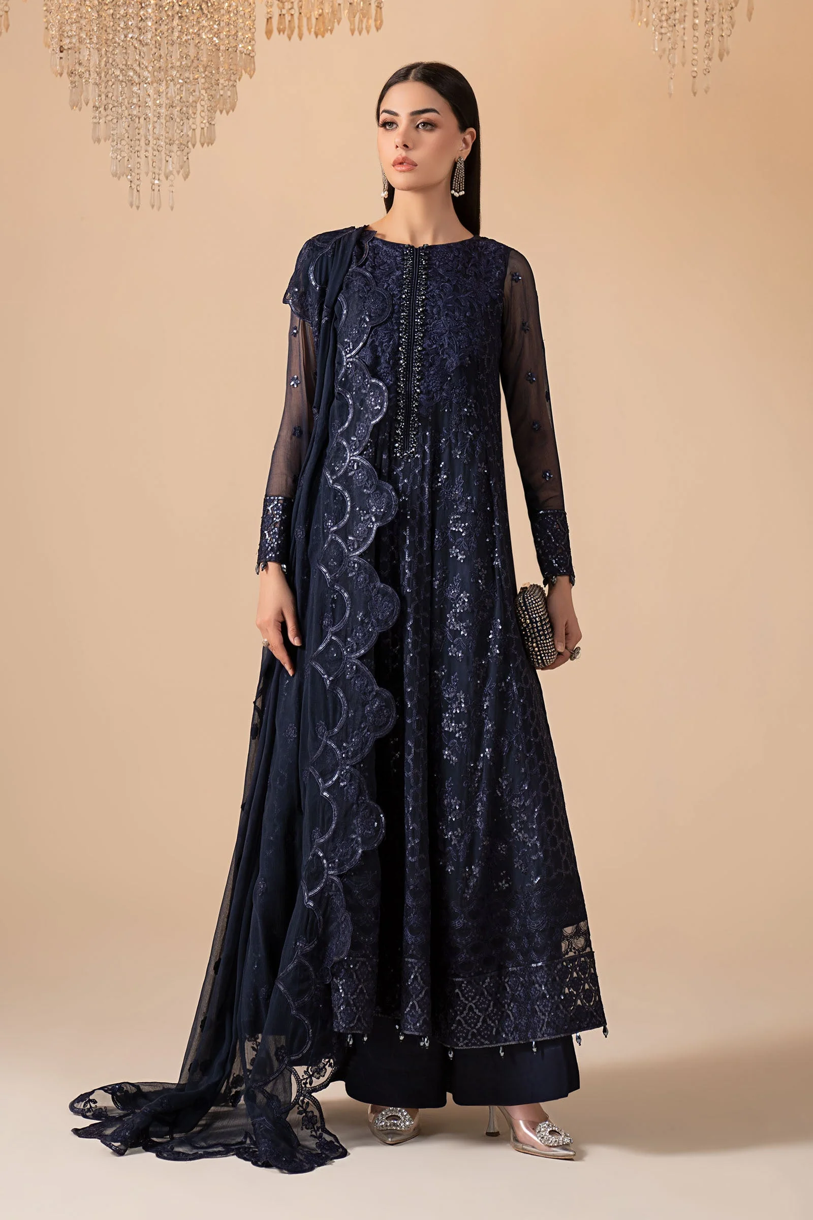 3 Piece Embroidered Chiffon Suit