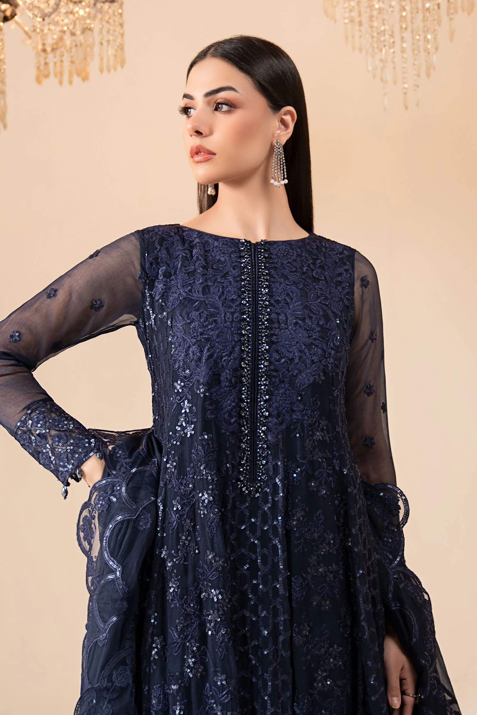 3 Piece Embroidered Chiffon Suit - Image 2