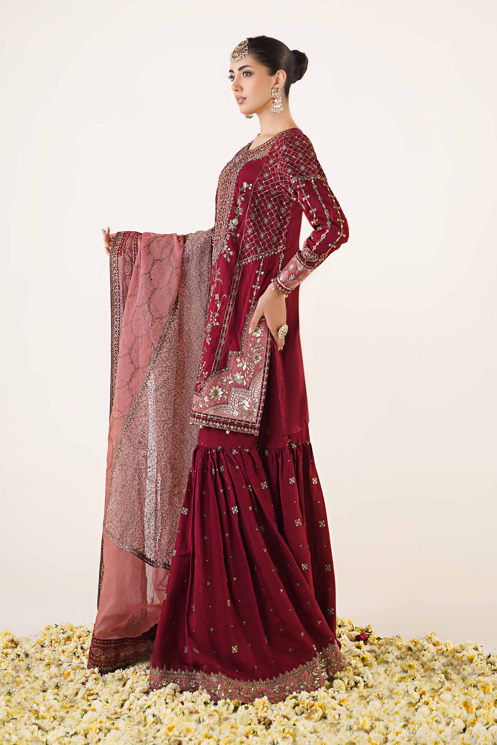 3 Piece Embroidered Raw Silk Suit - Image 5