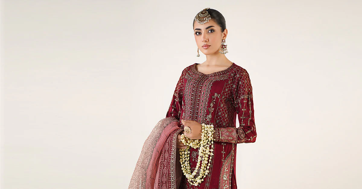 3 Piece Embroidered Raw Silk Suit - Image 7