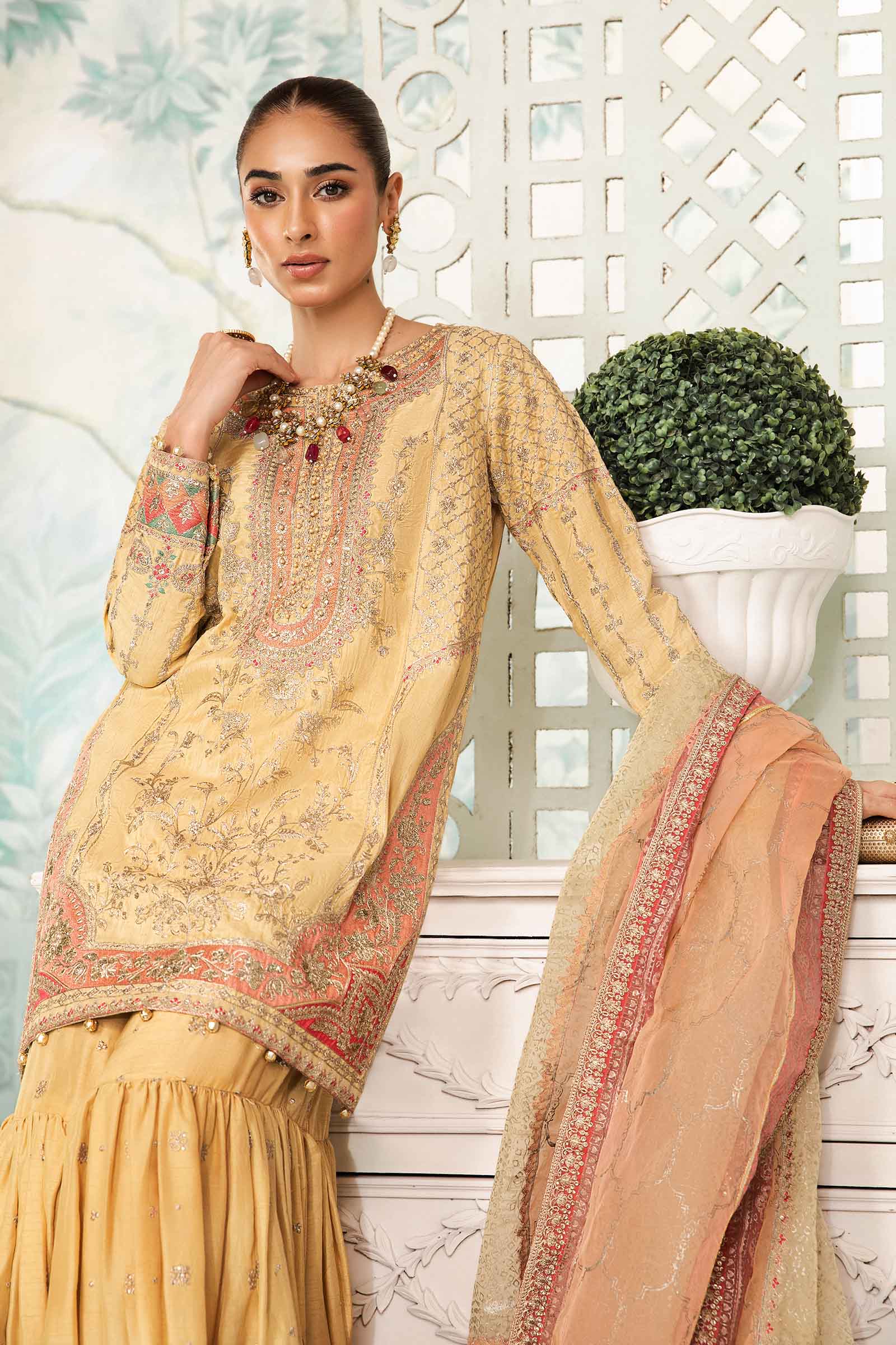 3 Piece Embroidered Raw Silk Suit - Image 2
