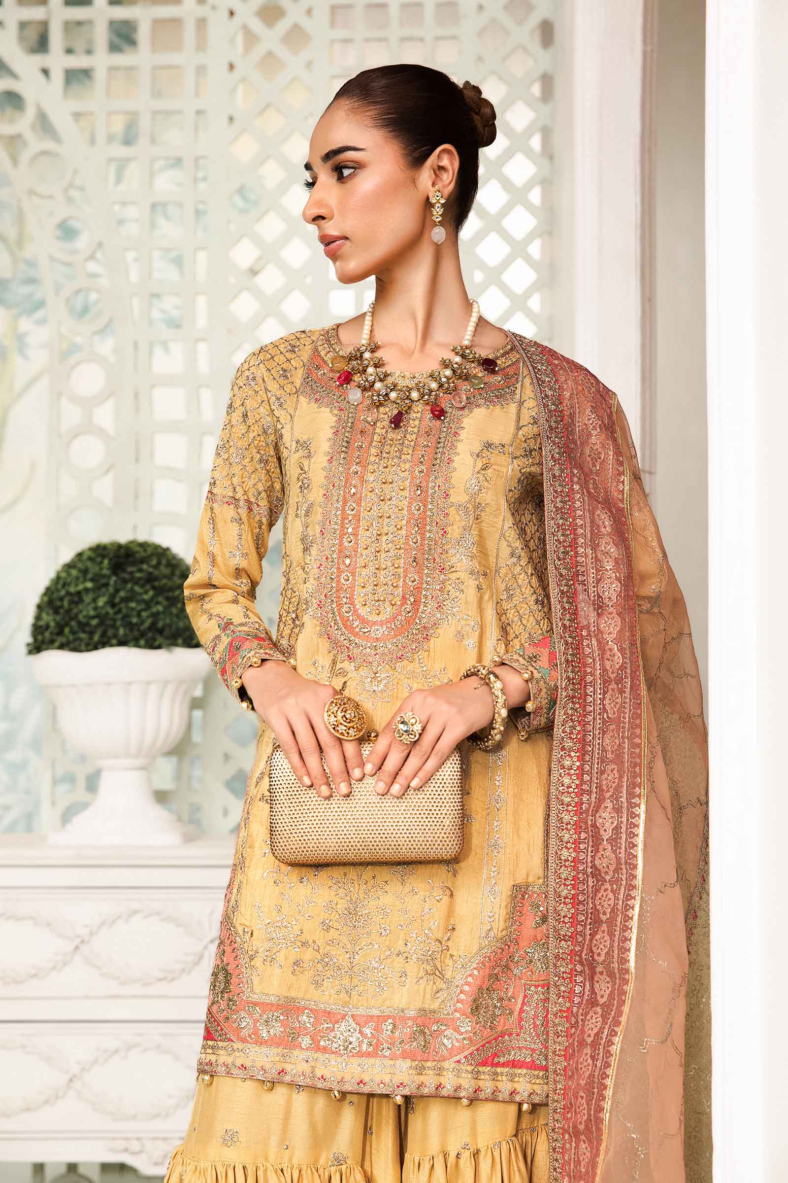 3 Piece Embroidered Raw Silk Suit - Image 3