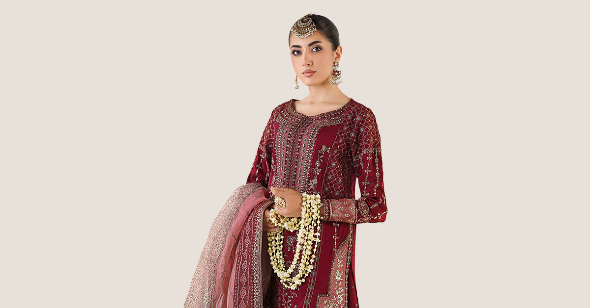 3 Piece Embroidered Raw Silk Suit - Image 7