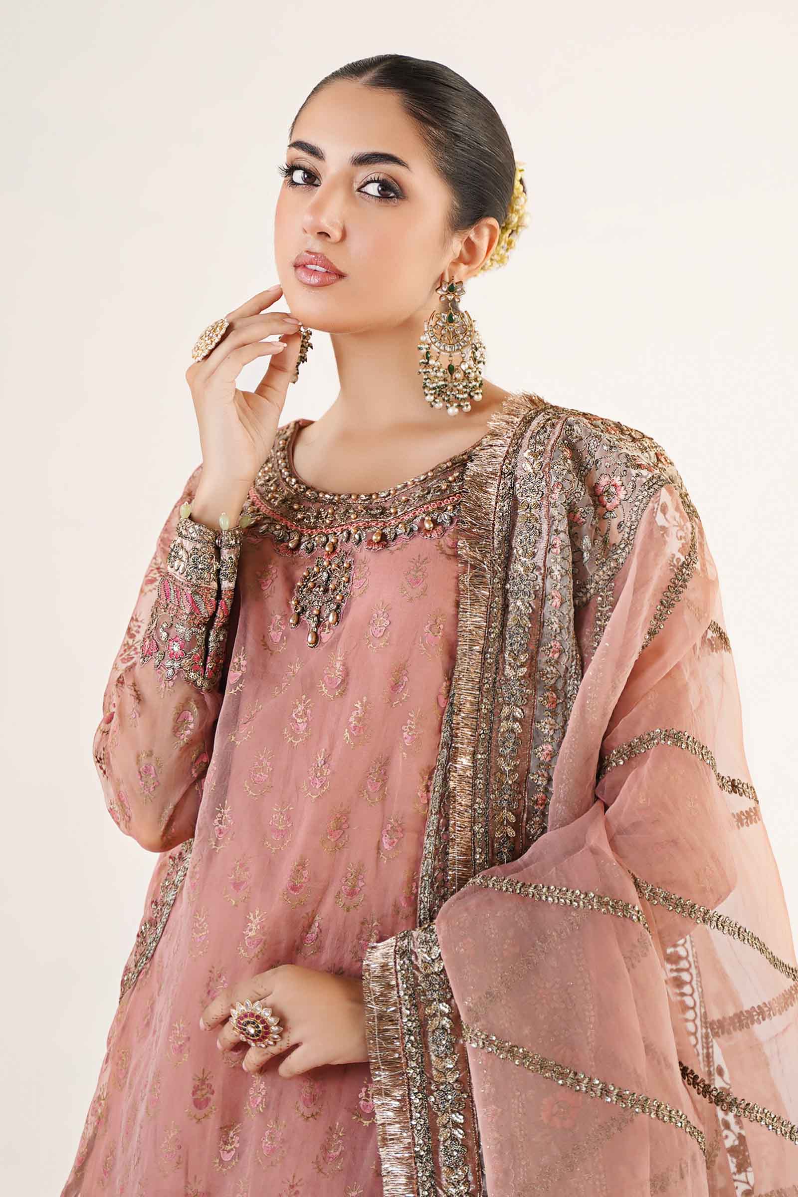 3 Piece Embroidered Organza Suit - Image 3